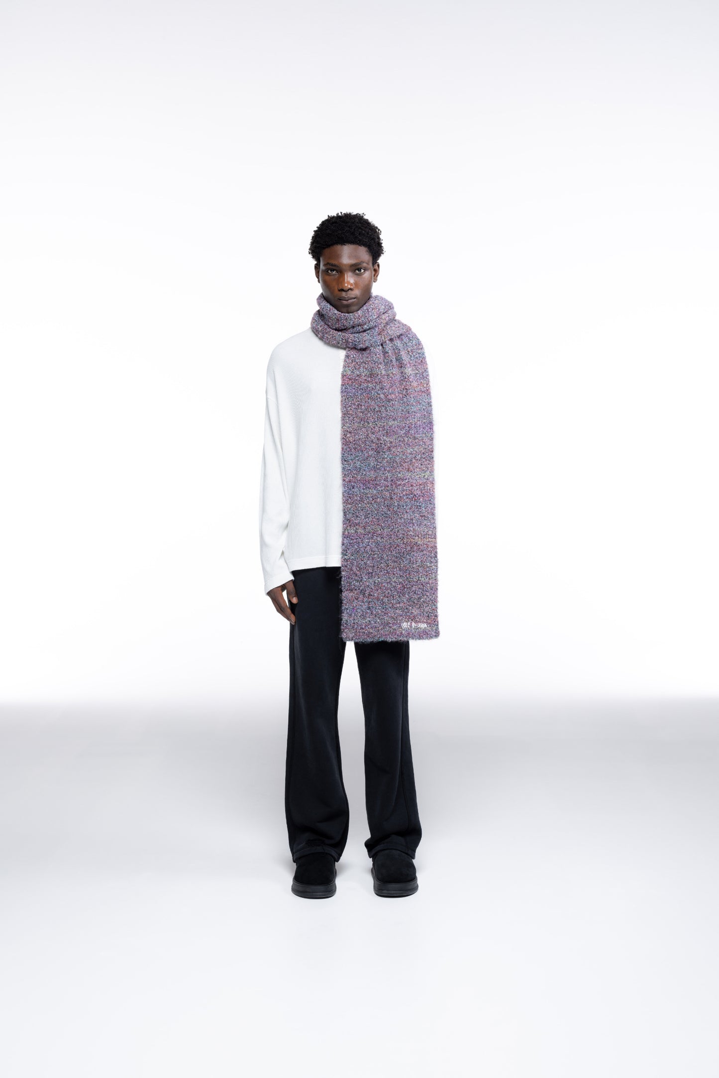Cole Buxton | Multi Boucle Scarf | Mens | Leopard