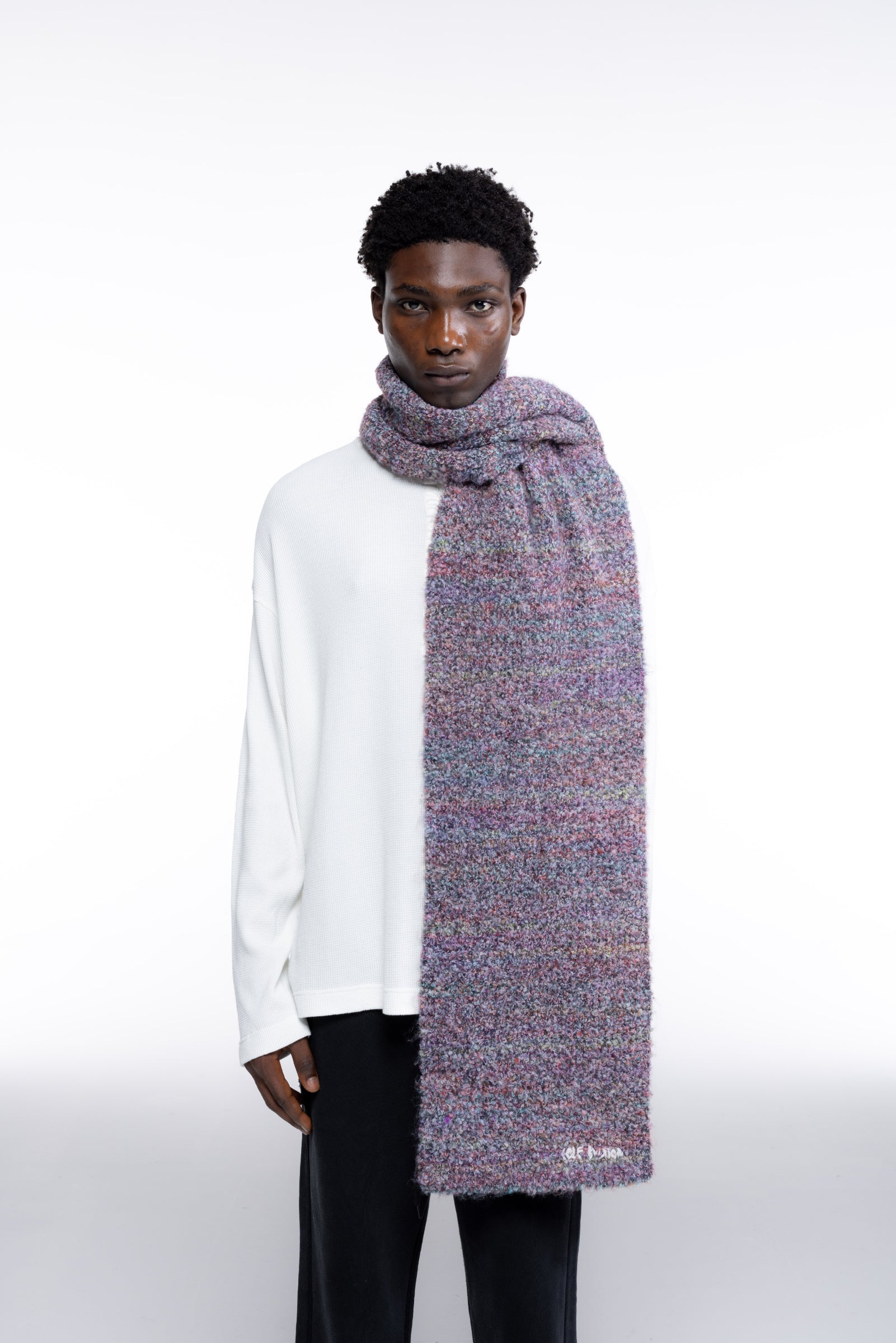 Cole Buxton | Multi Boucle Scarf | Mens | Leopard
