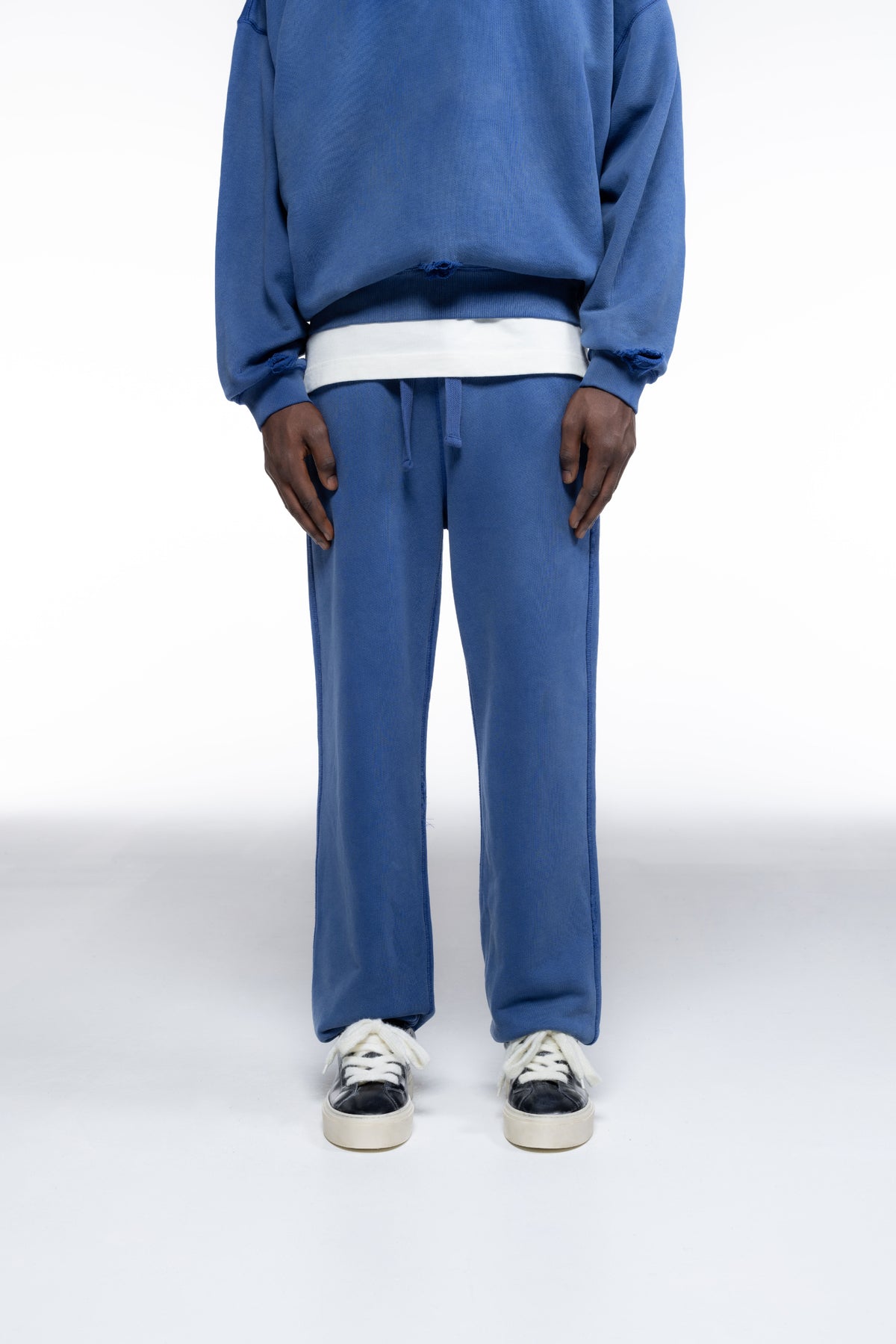 Cole Buxton | Distressed Sweatpants | Mens | Washed Cobalt Blue