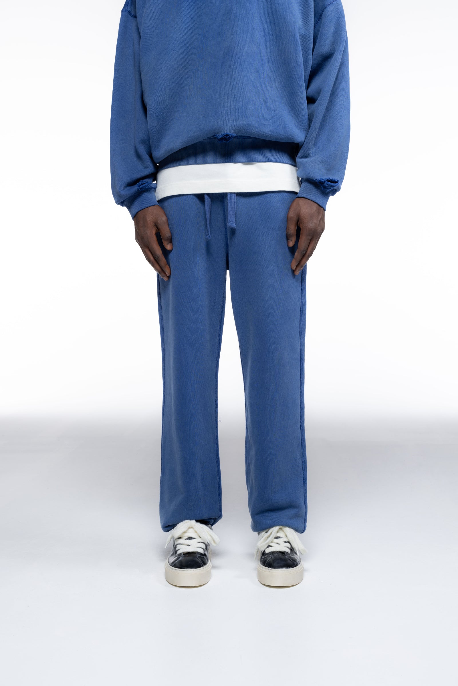 Cole Buxton | Distressed Sweatpants | Mens | Washed Cobalt Blue