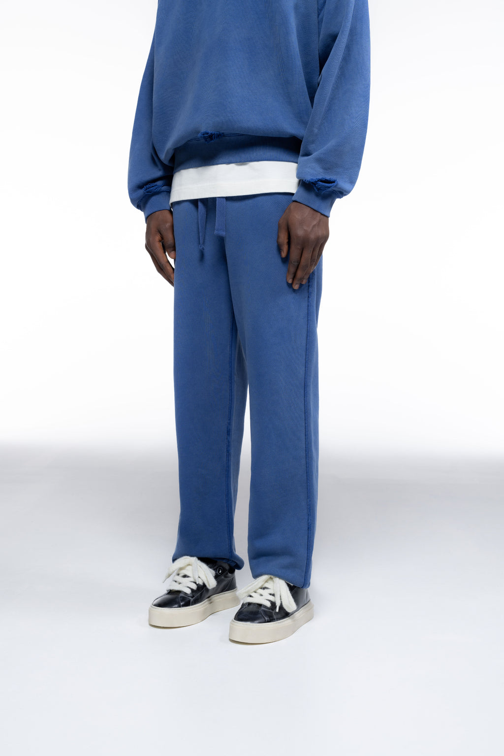 Cole Buxton | Distressed Sweatpants | Mens | Washed Cobalt Blue
