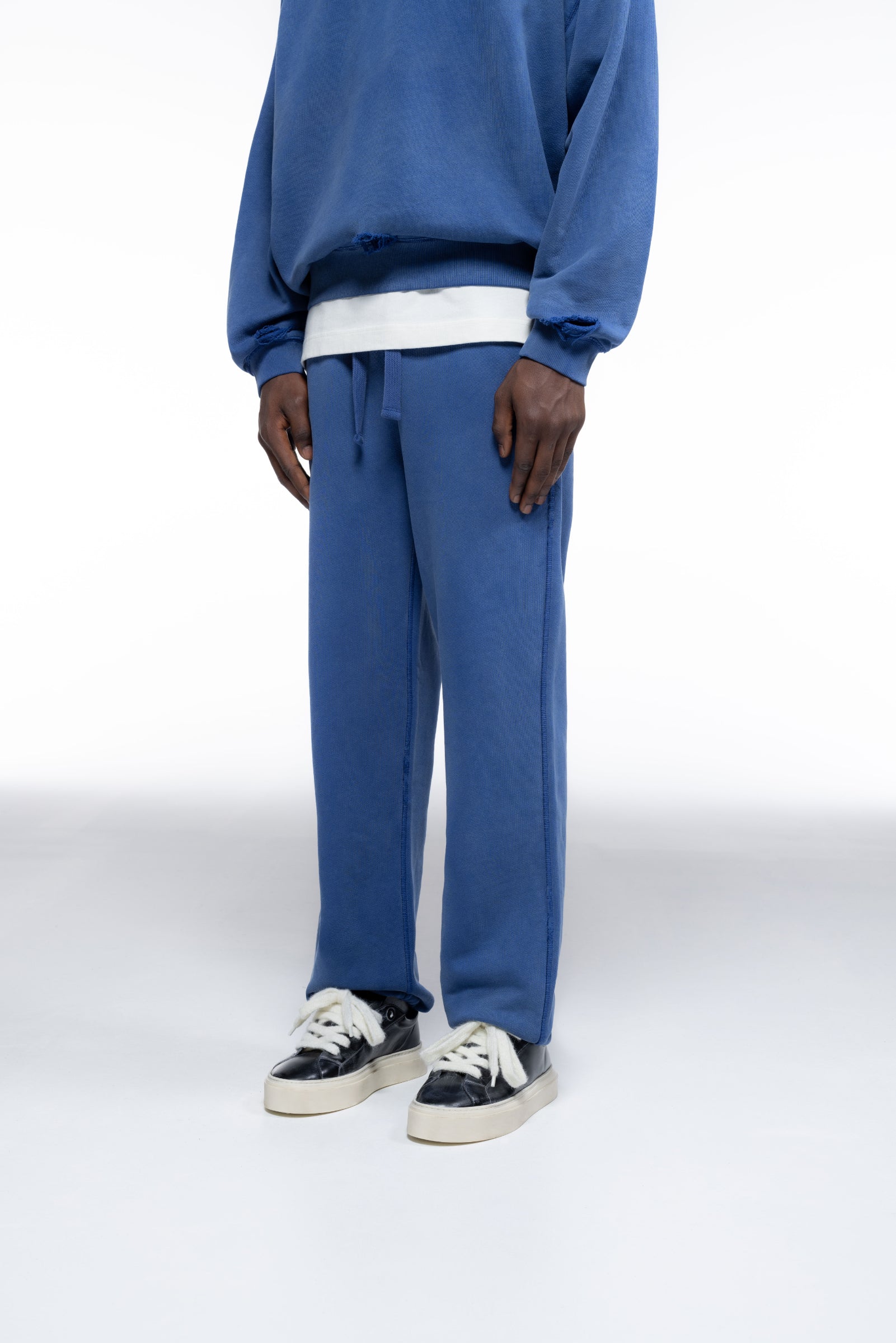 Cole Buxton | Distressed Sweatpants | Mens | Washed Cobalt Blue