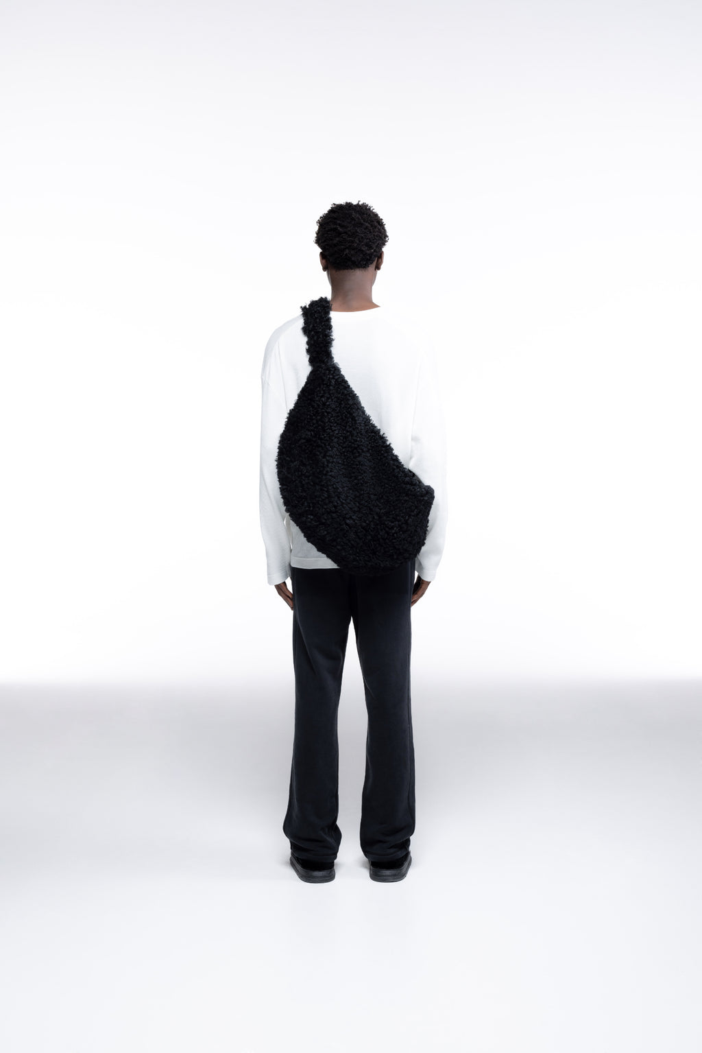Cole Buxton | Curly Shearling Sling Bag | Mens | Black