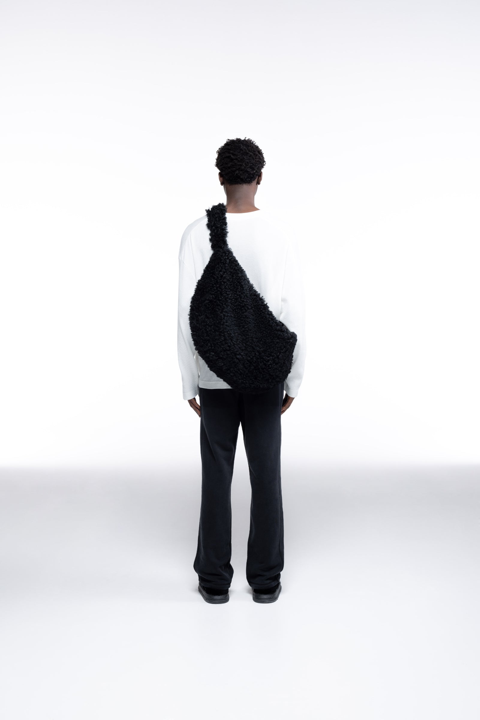 Cole Buxton | Curly Shearling Sling Bag | Mens | Black