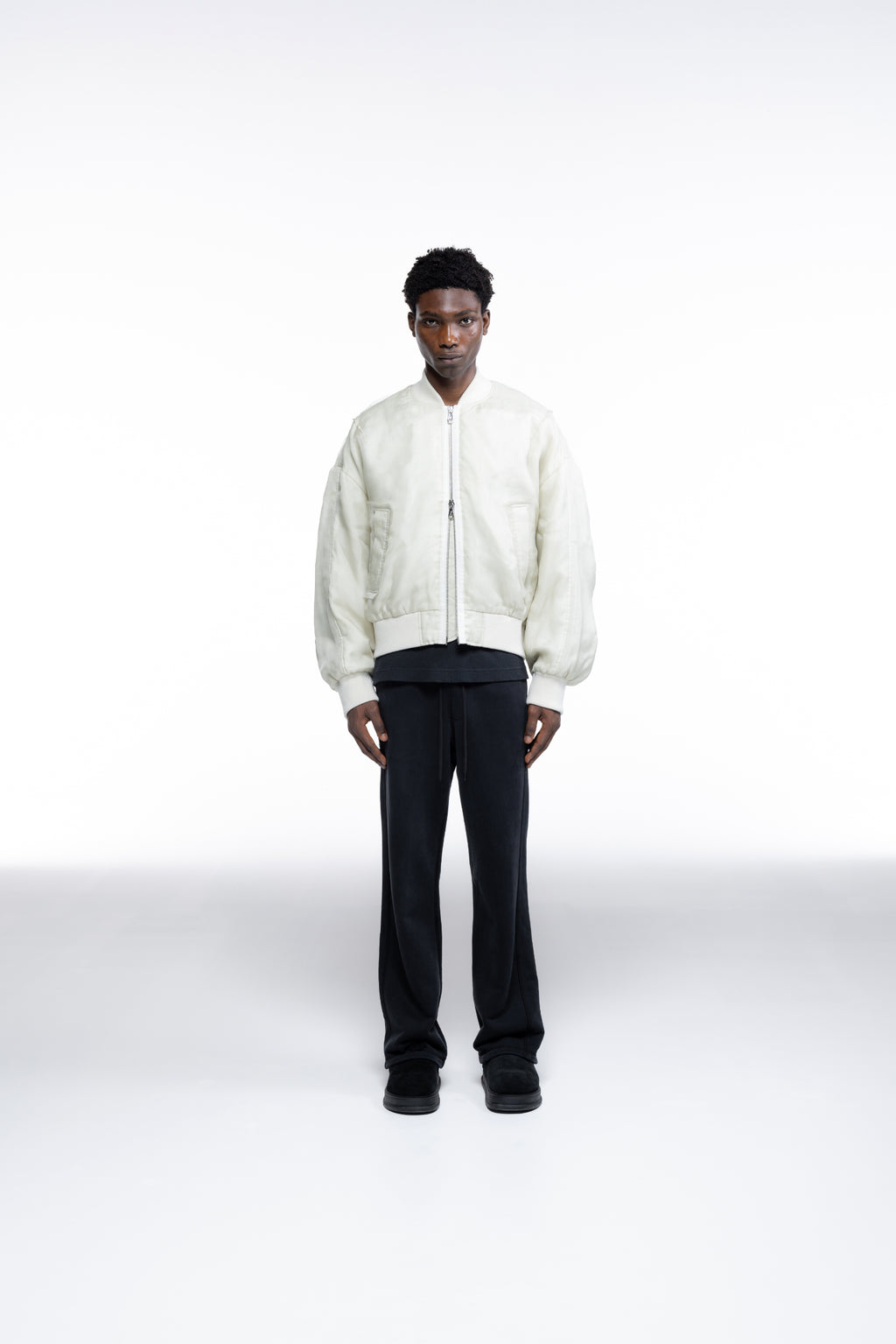 Cole Buxton | Layered Organza Bomber | Mens | Vintage White