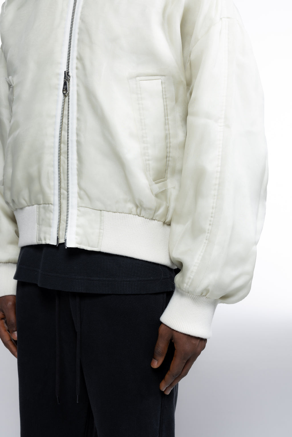 Cole Buxton | Layered Organza Bomber | Mens | Vintage White