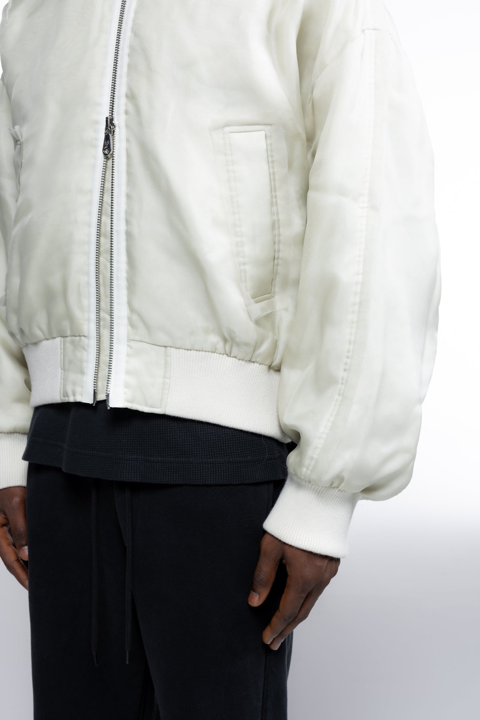 Cole Buxton | Layered Organza Bomber | Mens | Vintage White