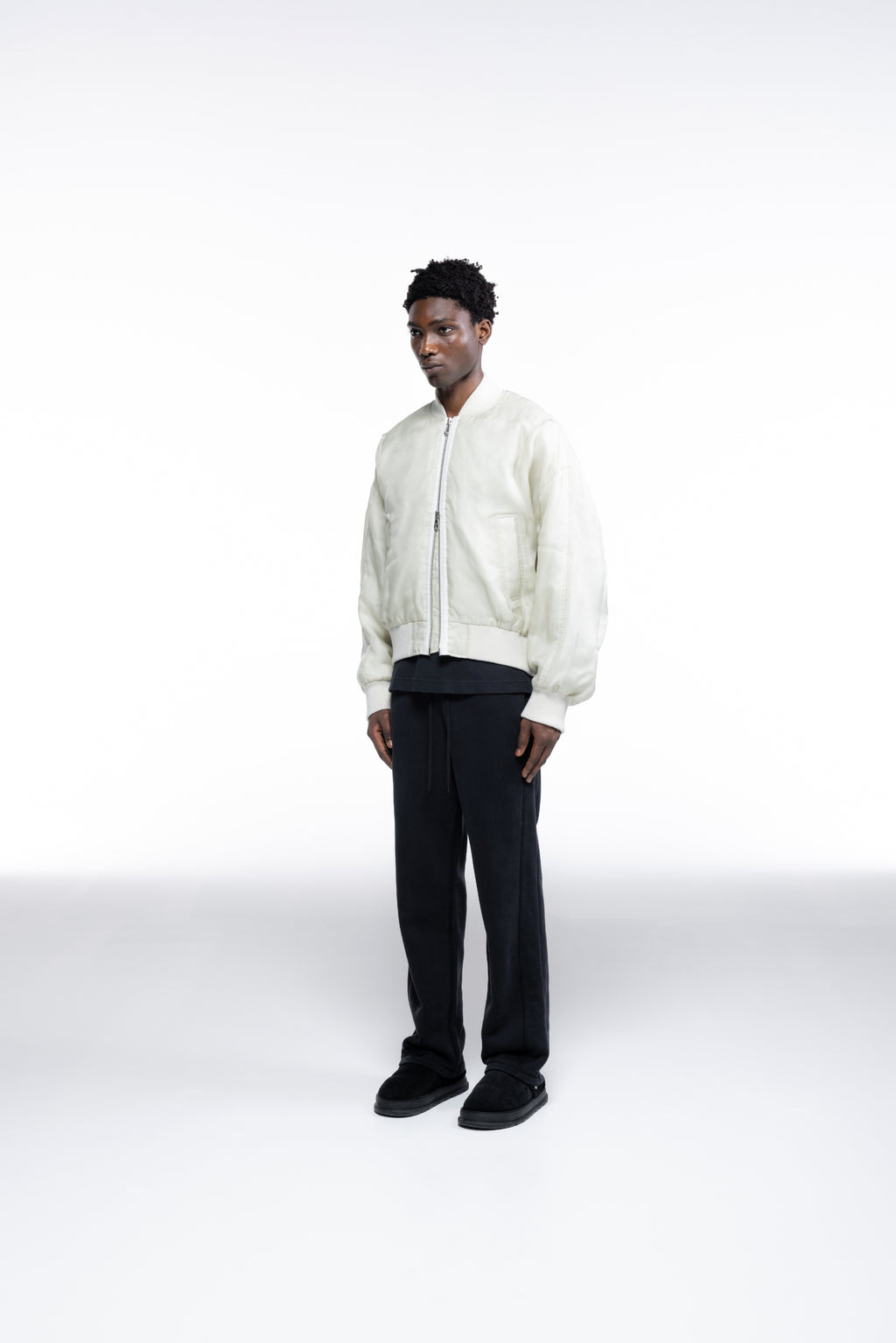 Cole Buxton | Layered Organza Bomber | Mens | Vintage White