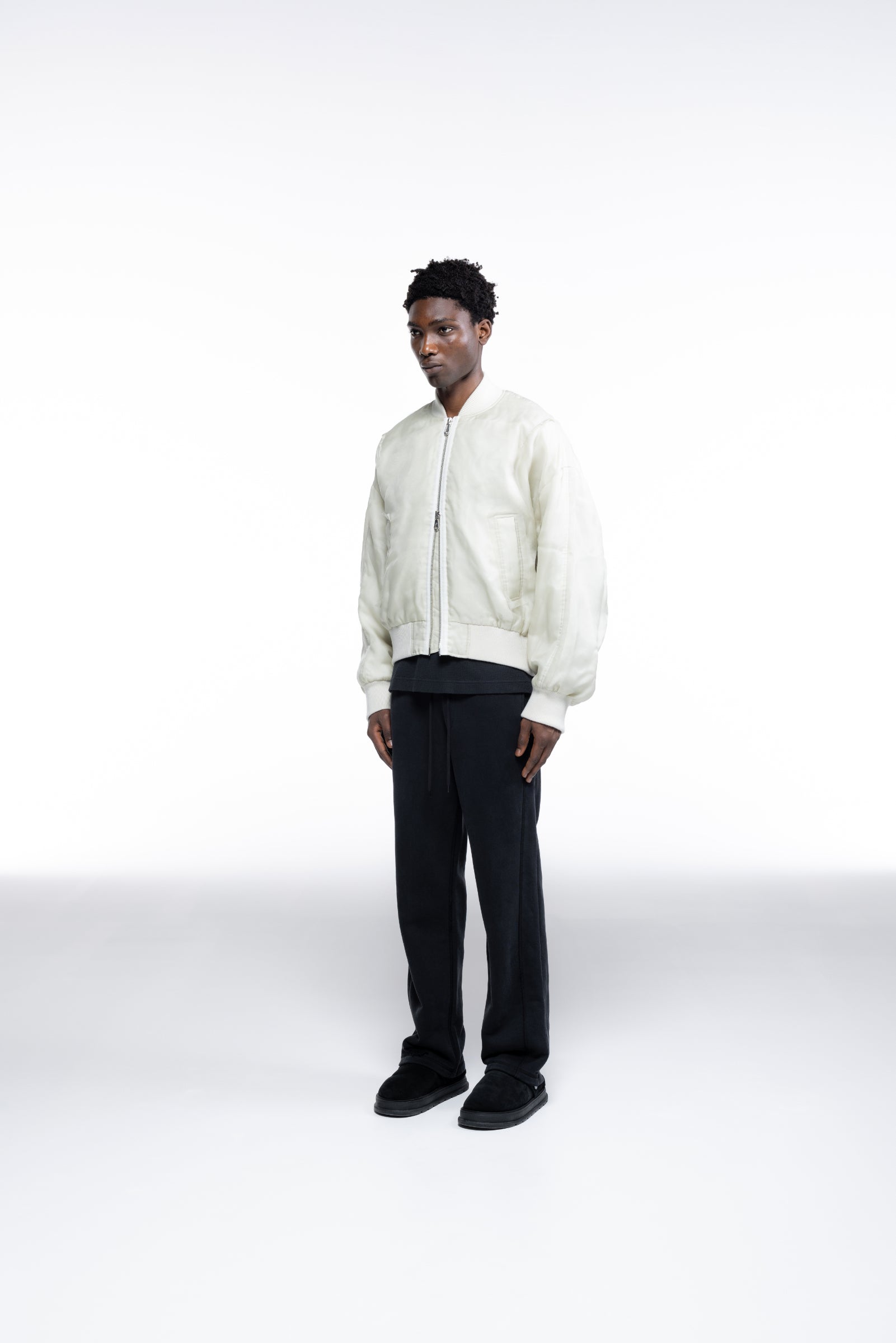 Cole Buxton | Layered Organza Bomber | Mens | Vintage White