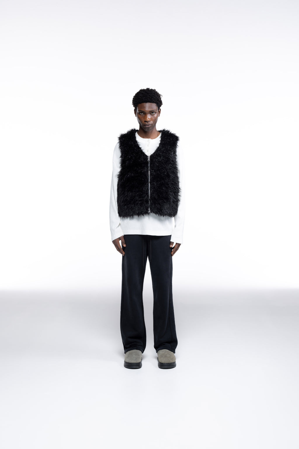 Cole Buxton | Mohair Gilet | Mens | Black