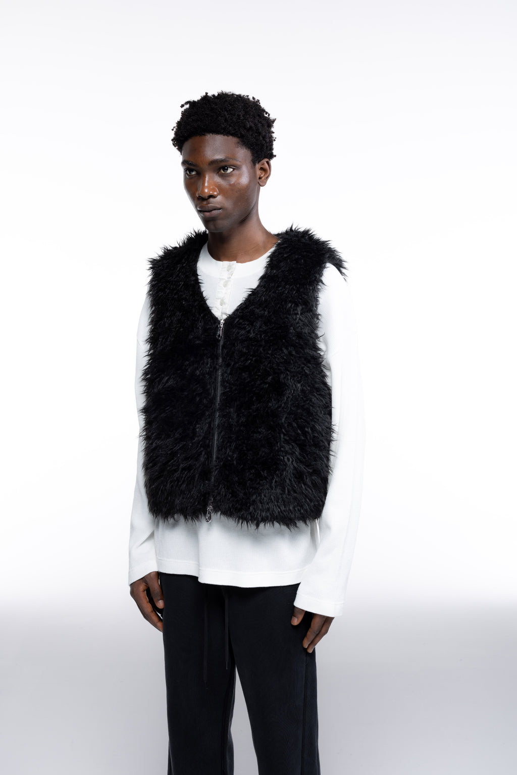 Cole Buxton | Mohair Gilet | Mens | Black