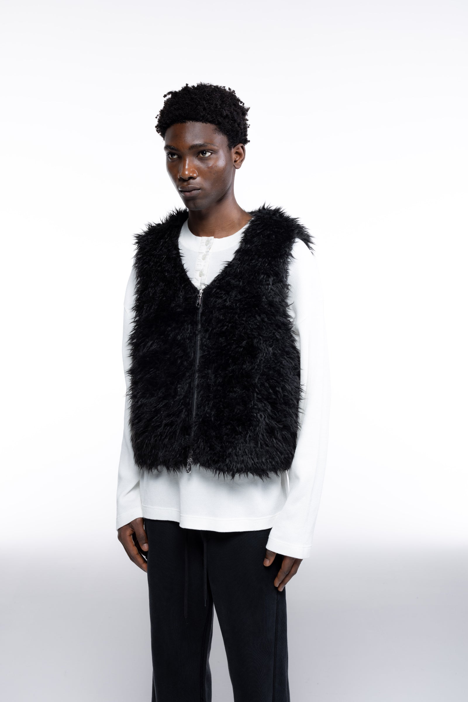 Cole Buxton | Mohair Gilet | Mens | Black