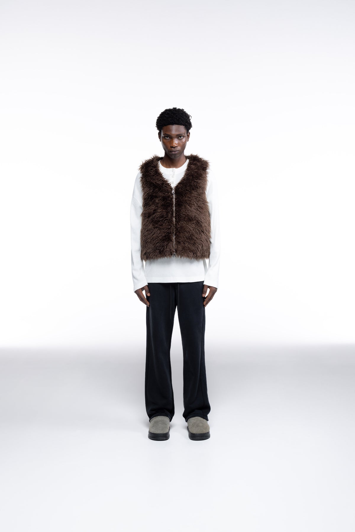 Cole Buxton | Mohair Gilet | Mens | Brown