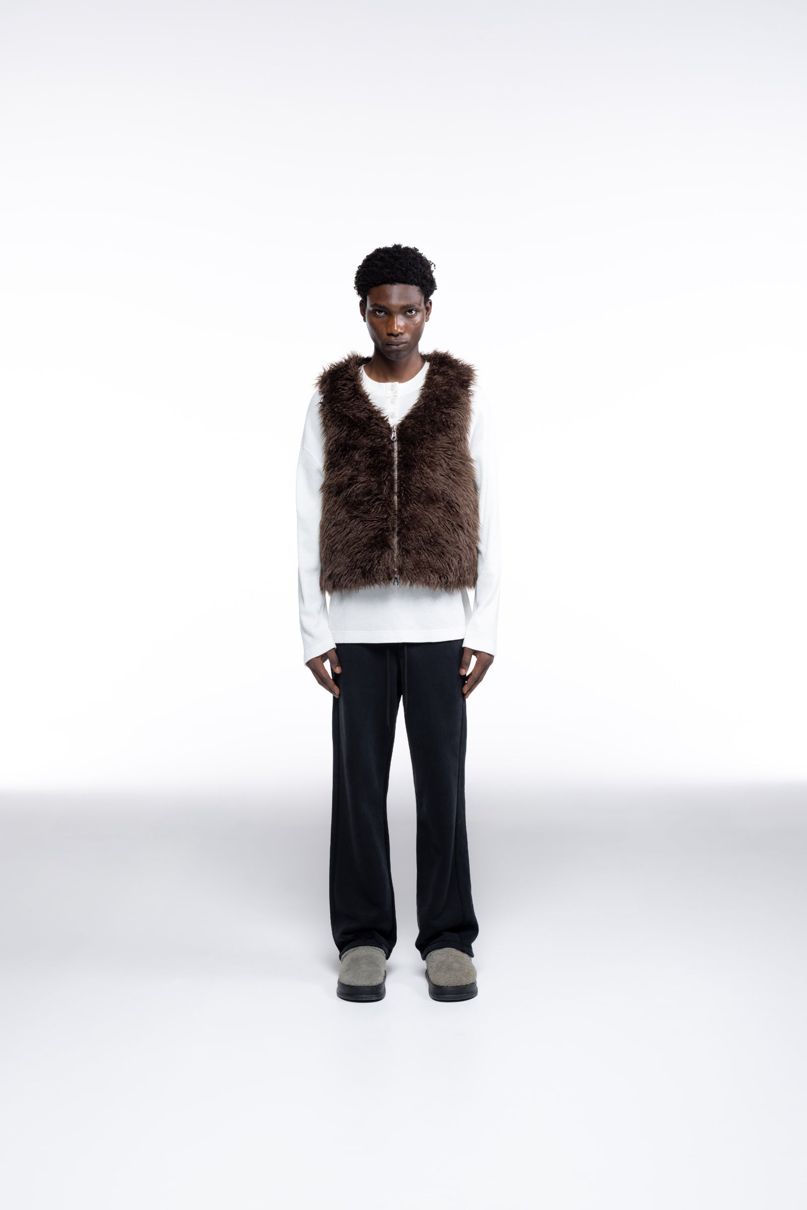 Cole Buxton | Mohair Gilet | Mens | Brown