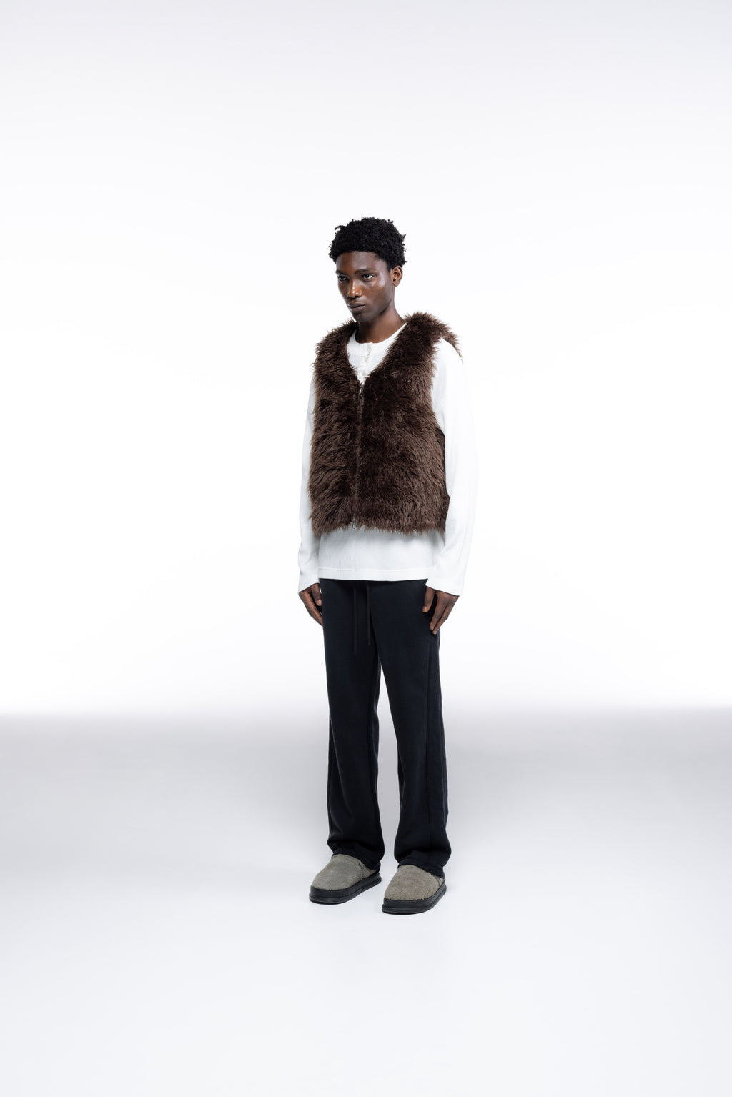 Cole Buxton | Mohair Gilet | Mens | Brown