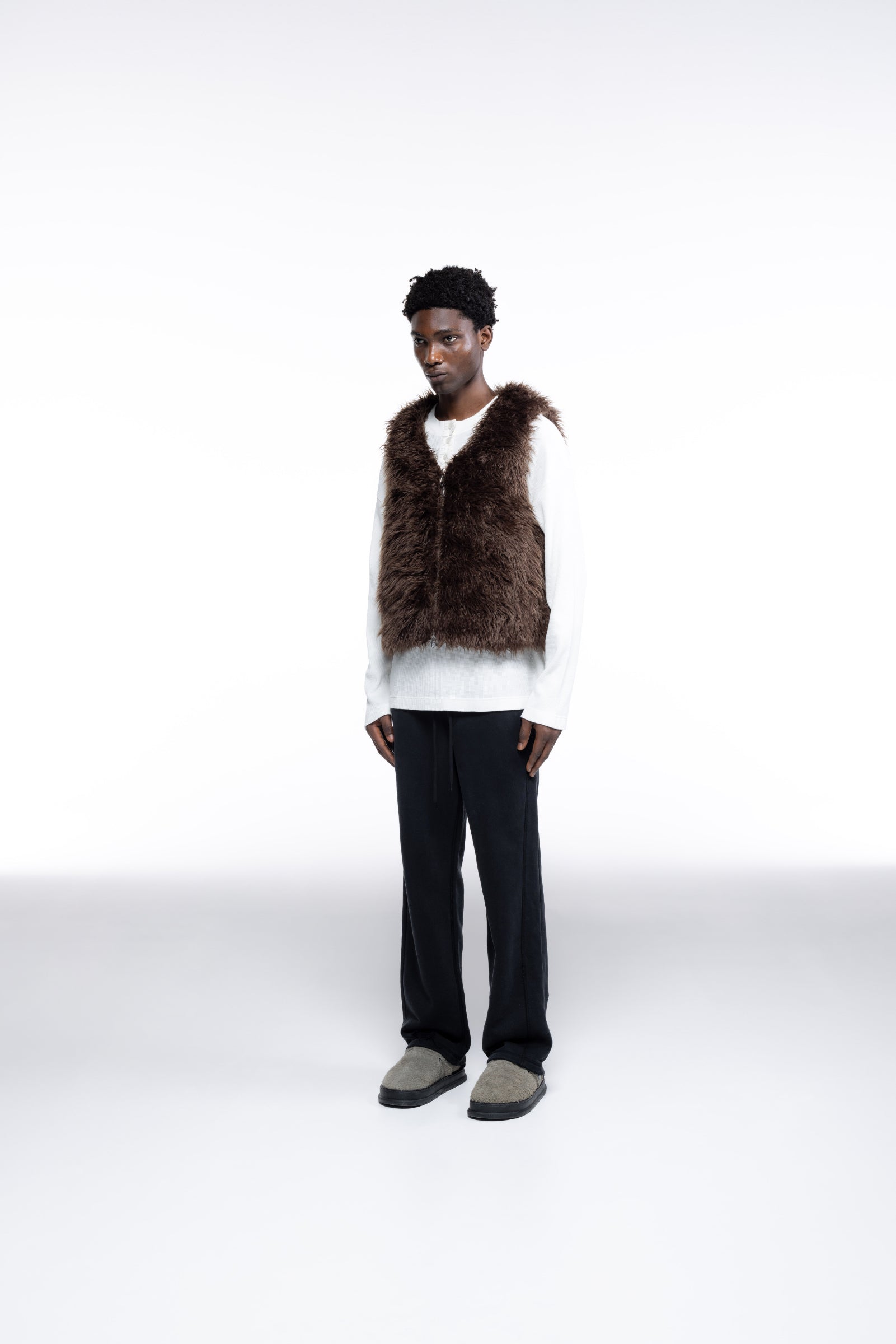 Cole Buxton | Mohair Gilet | Mens | Brown