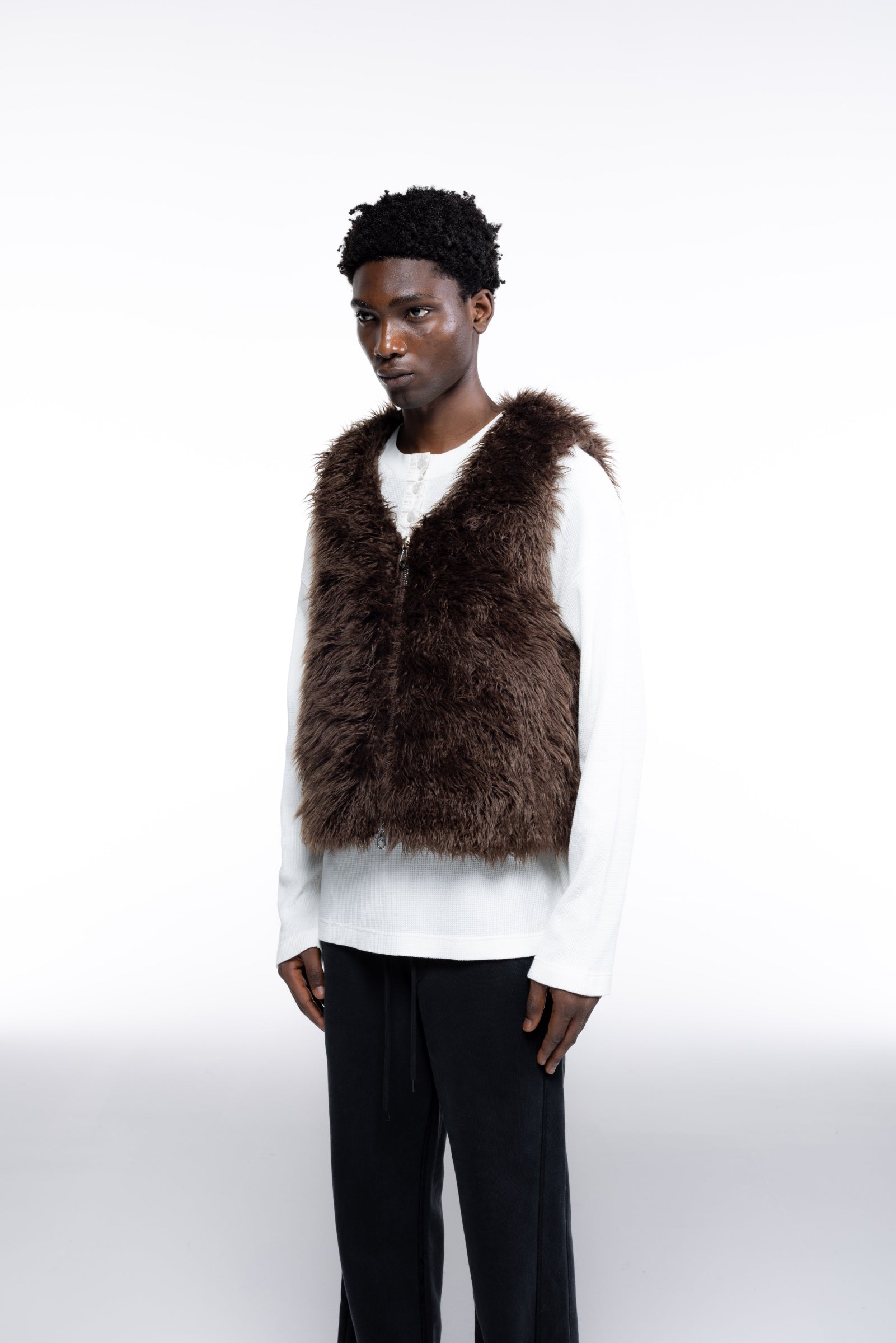 Cole Buxton | Mohair Gilet | Mens | Brown