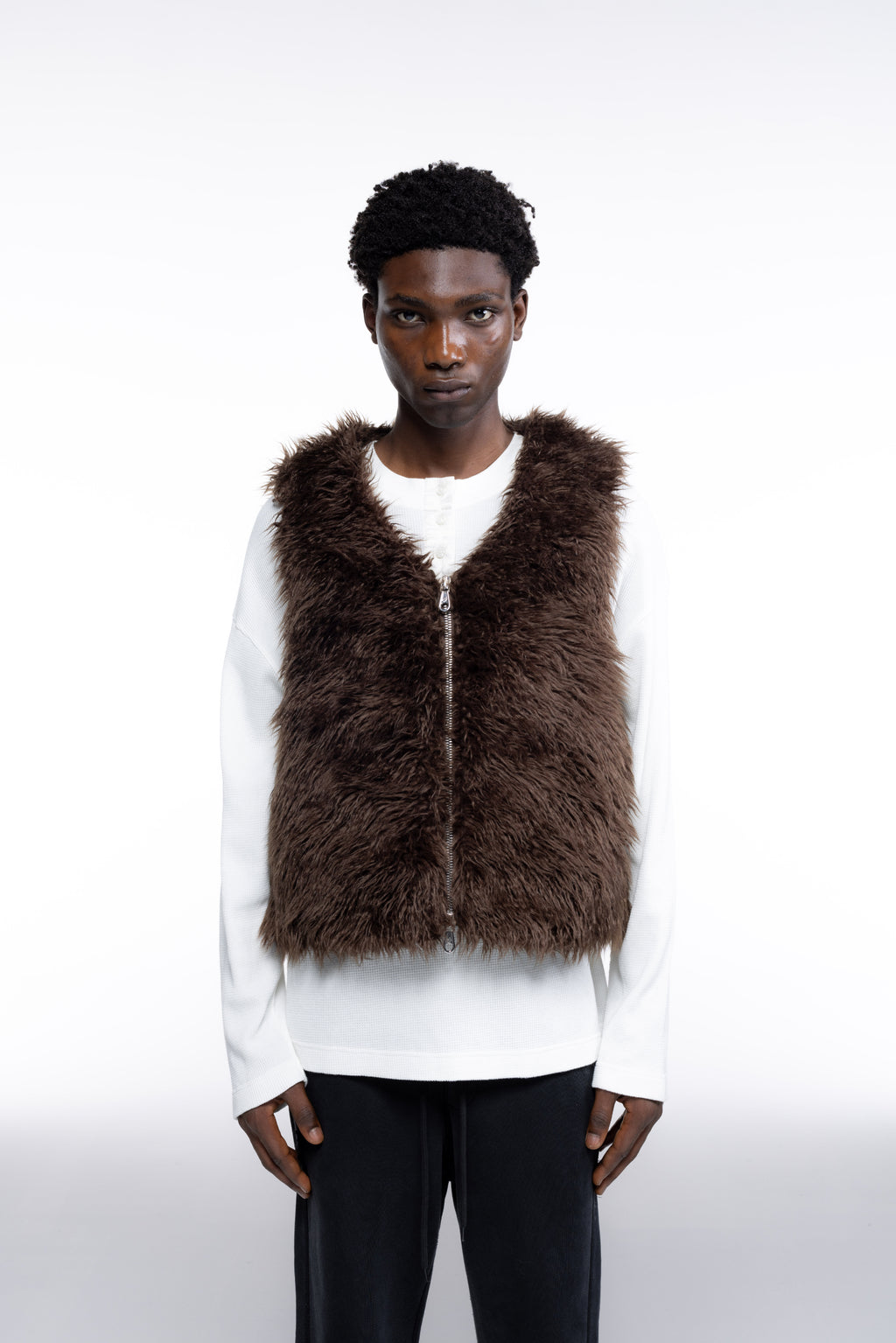Cole Buxton | Mohair Gilet | Mens | Brown