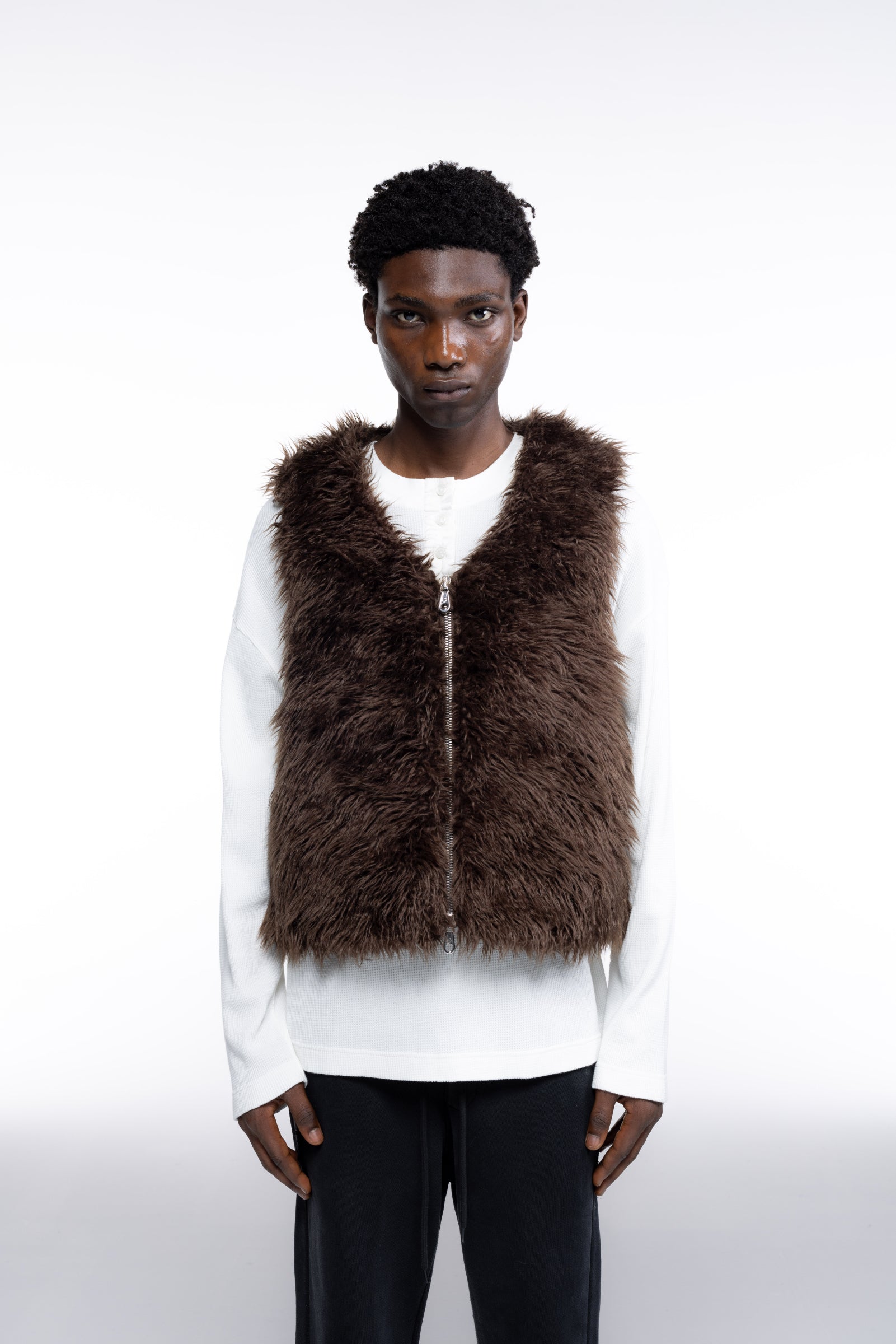Cole Buxton | Mohair Gilet | Mens | Brown