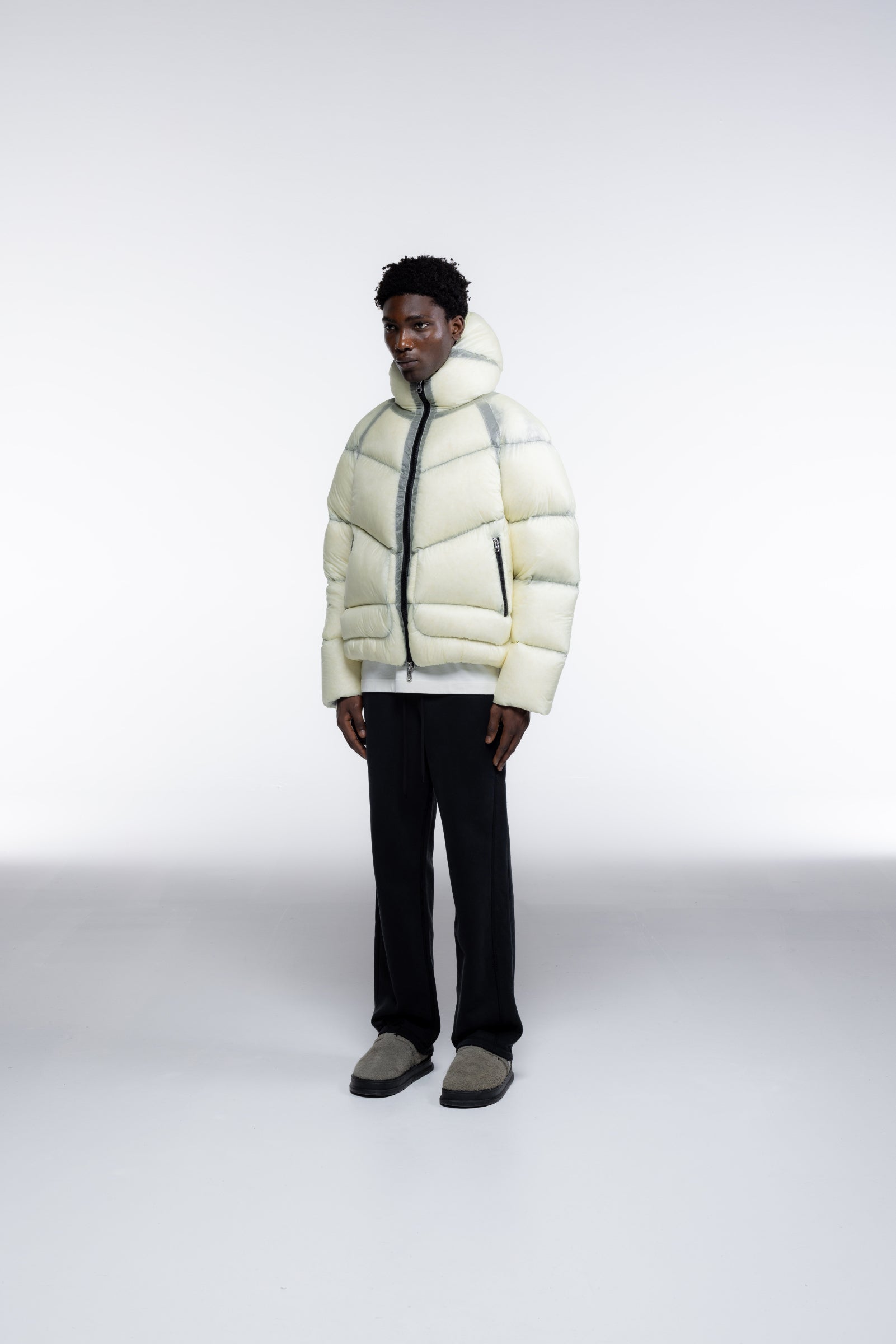 Cole Buxton | Translucent Taped Down Jacket | Mens | Vintage White