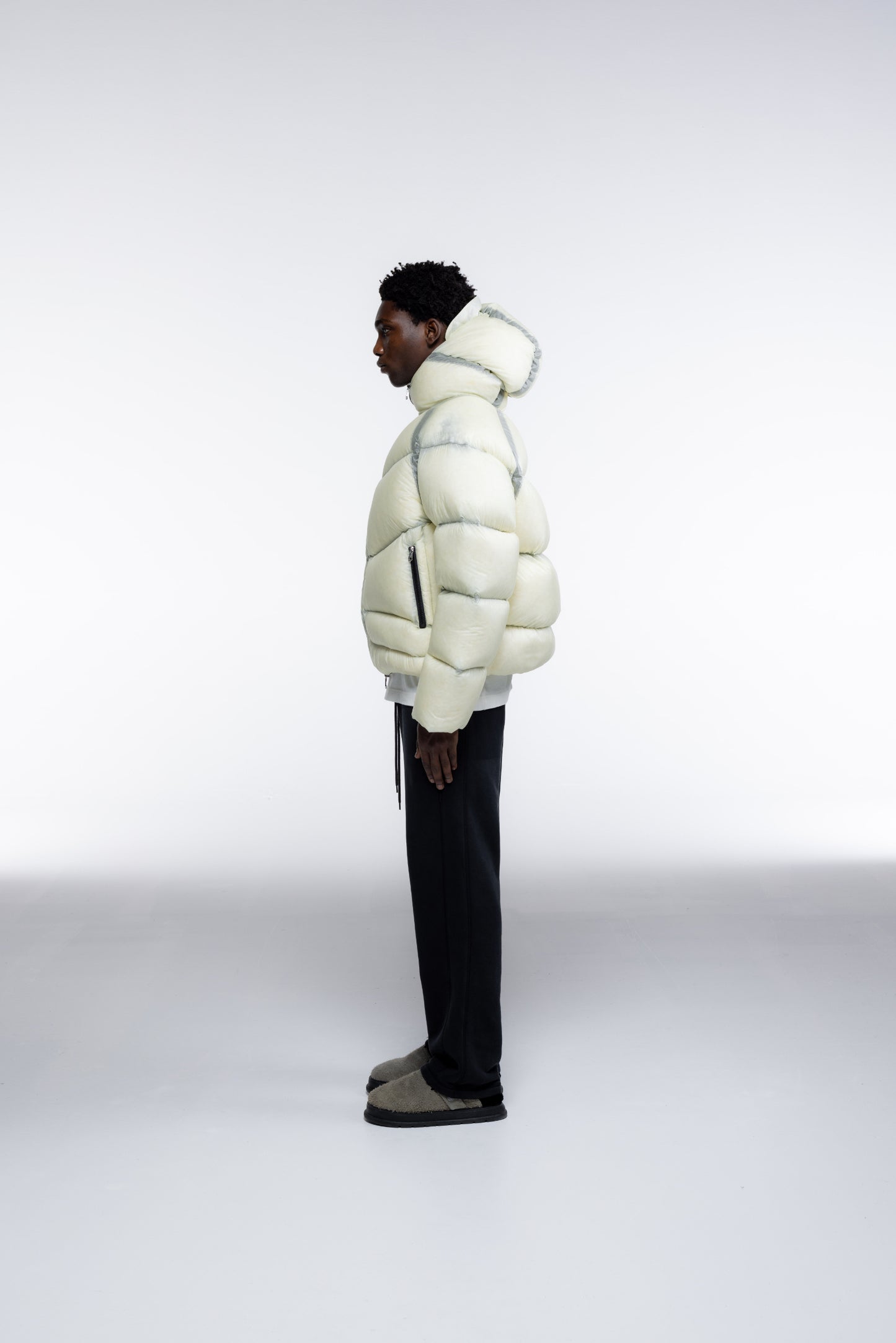 Cole Buxton | Translucent Taped Down Jacket | Mens | Vintage White