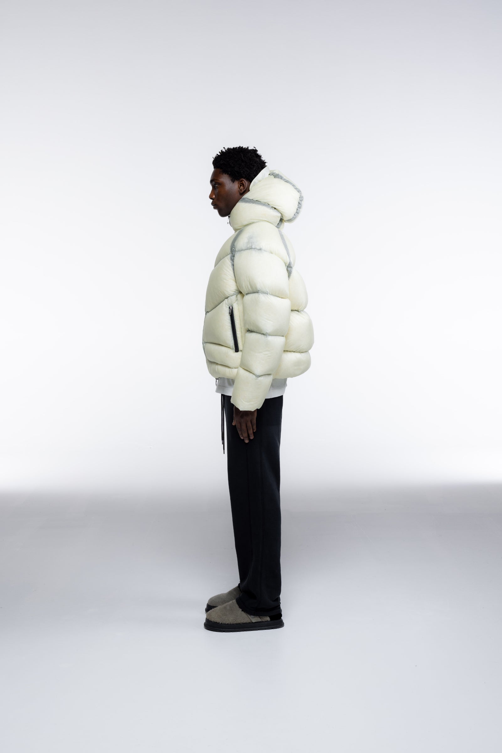 Cole Buxton | Translucent Taped Down Jacket | Mens | Vintage White