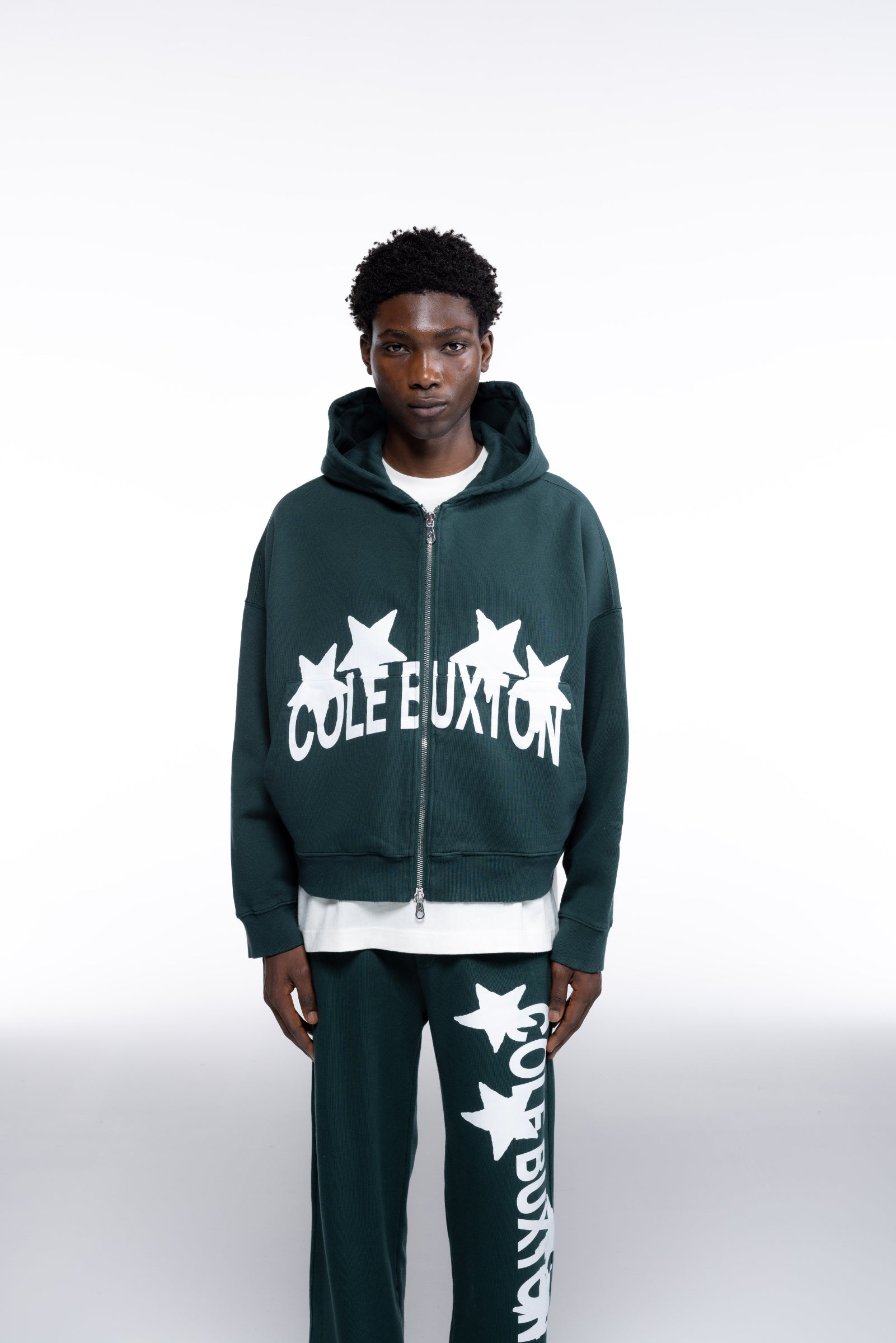 Cole Buxton | 4 Star Zipped Hoodie | Mens | Forest Green