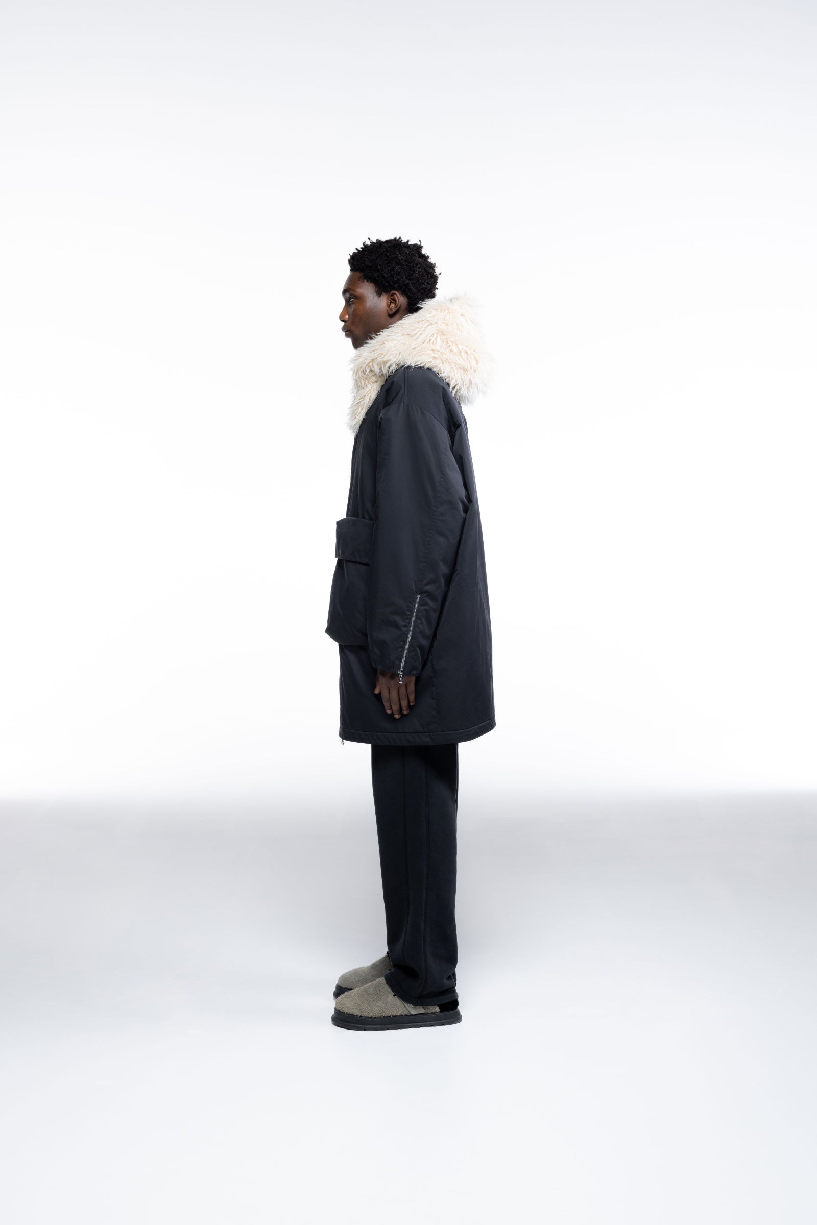 Cole Buxton | Wool Hooded Parka | Mens | Black