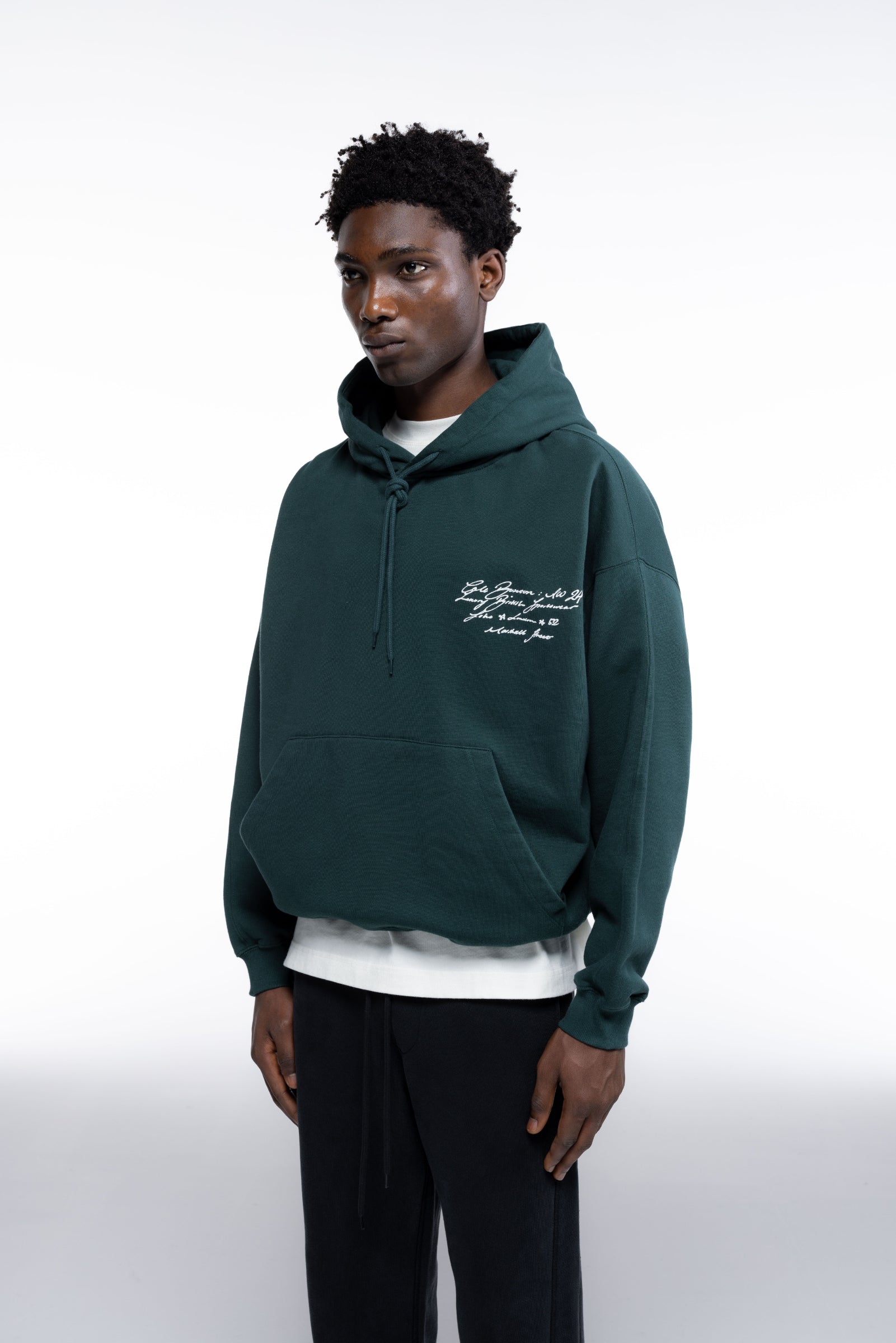 Cole Buxton | Script Hoodie | Mens | Forest Green