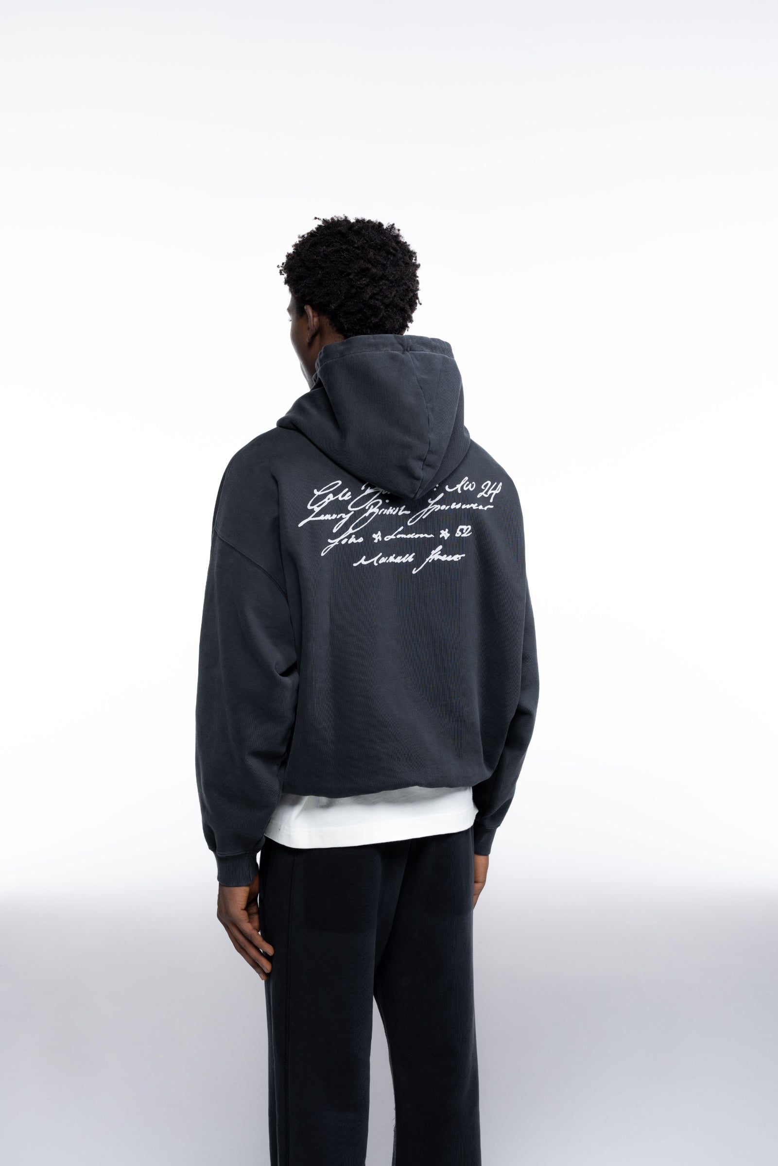 Cole Buxton | Script Hoodie | Mens | Vintage Black