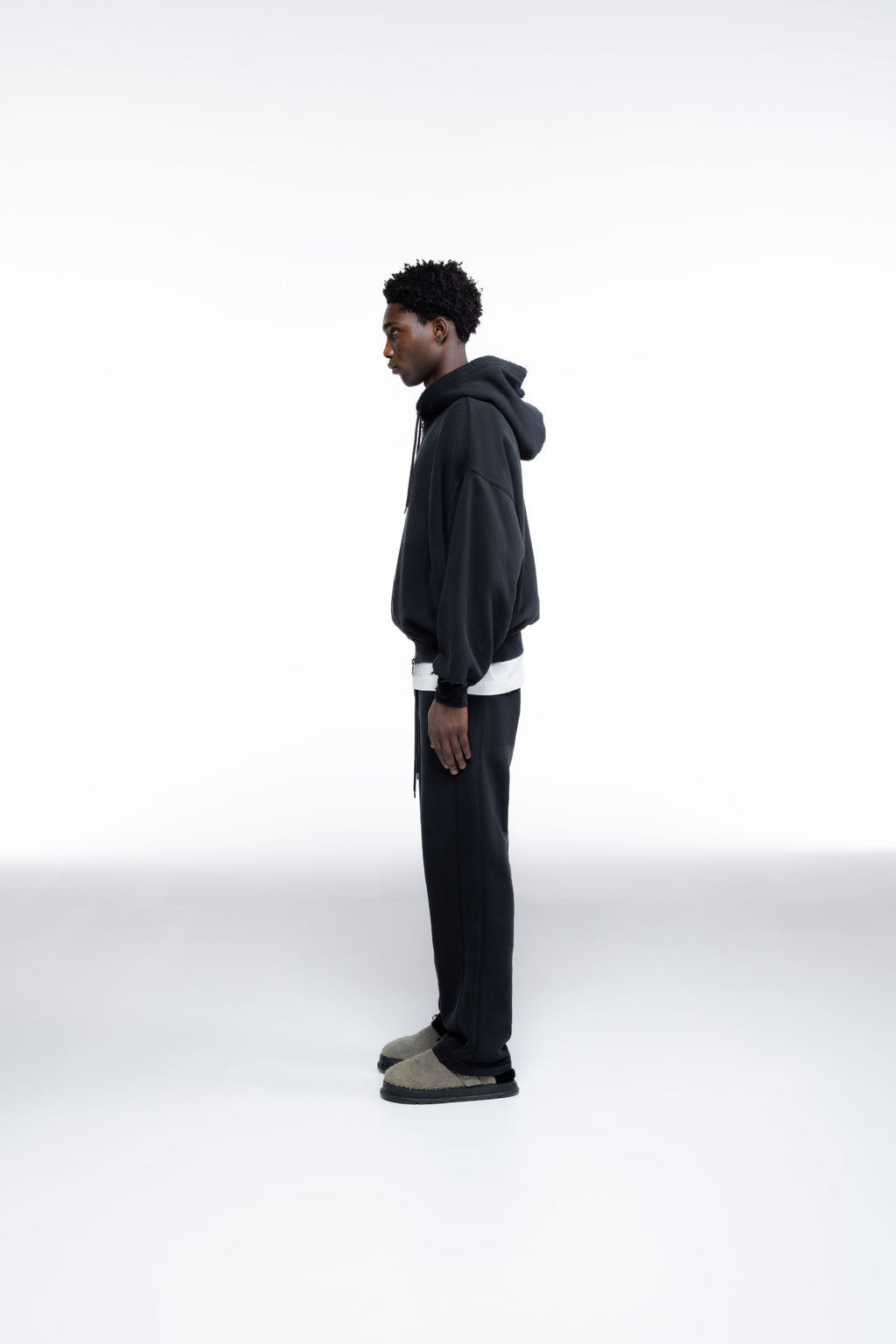 Cole Buxton | Distressed Zipped Hoodie | Mens | Washed Black