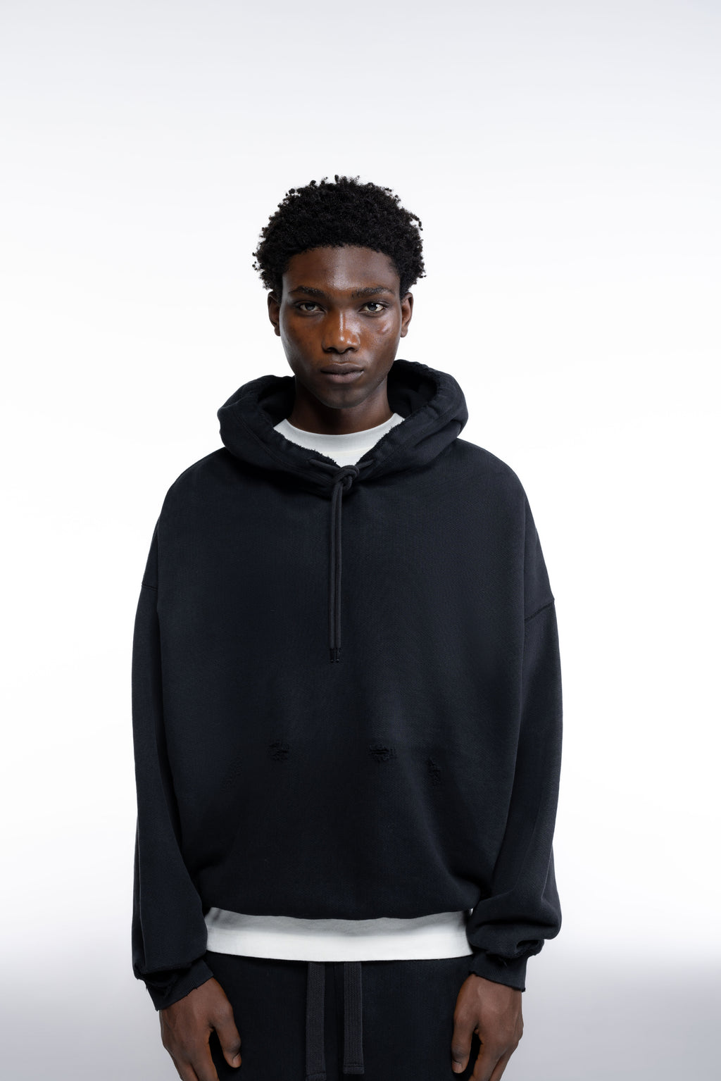 Cole Buxton | Distressed Hoodie | Mens | Washed Black