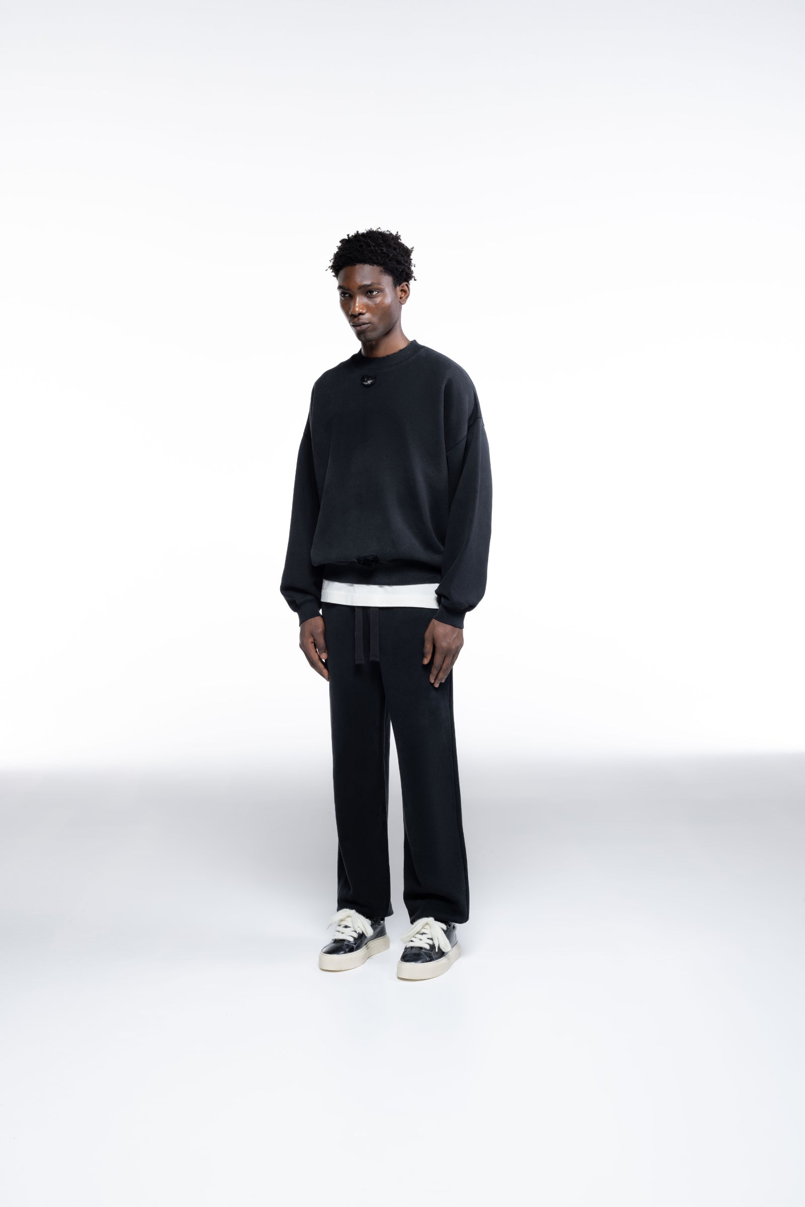 Cole Buxton | Distressed Sweatshirt | Mens | Washed Black