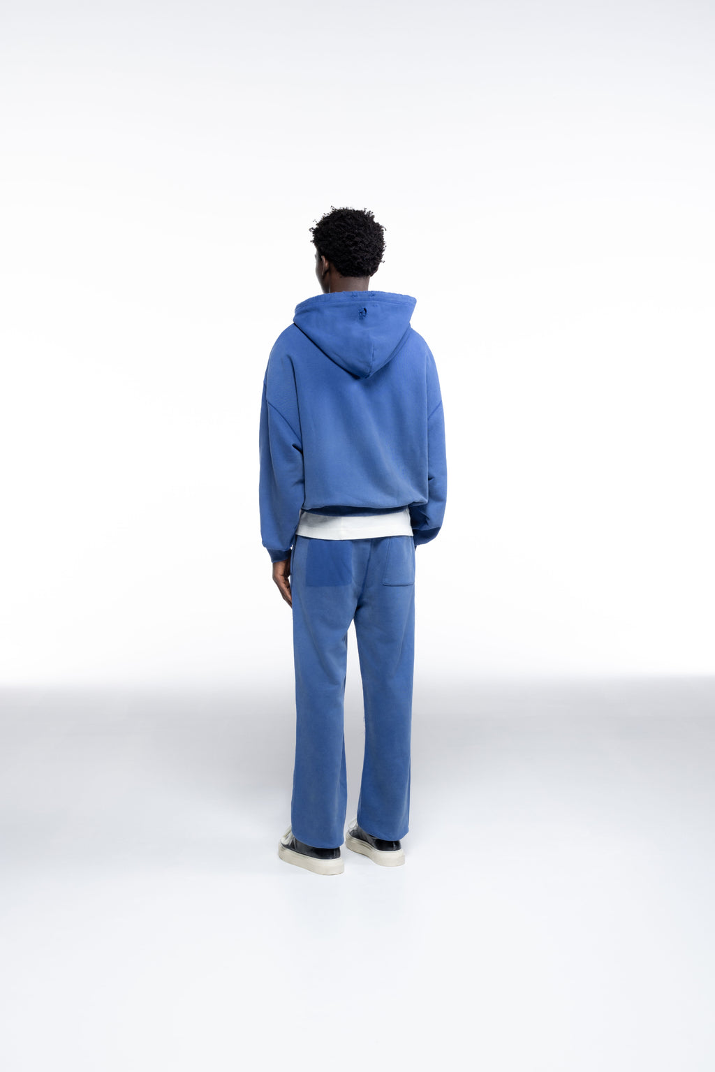 Cole Buxton | Distressed Hoodie | Mens | Washed Cobalt Blue