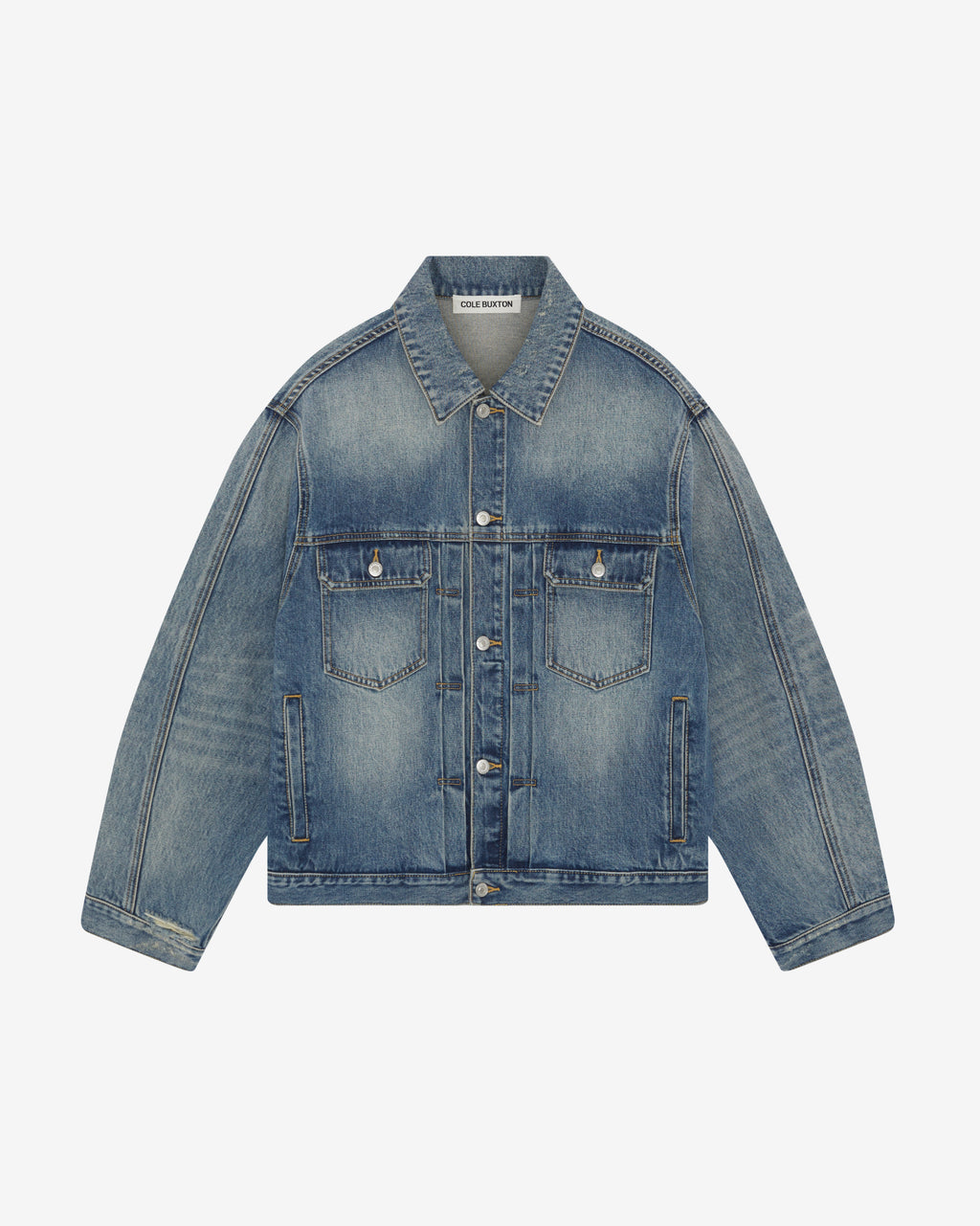 Cole Buxton | Pleated Denim Jacket | Mens | Blue