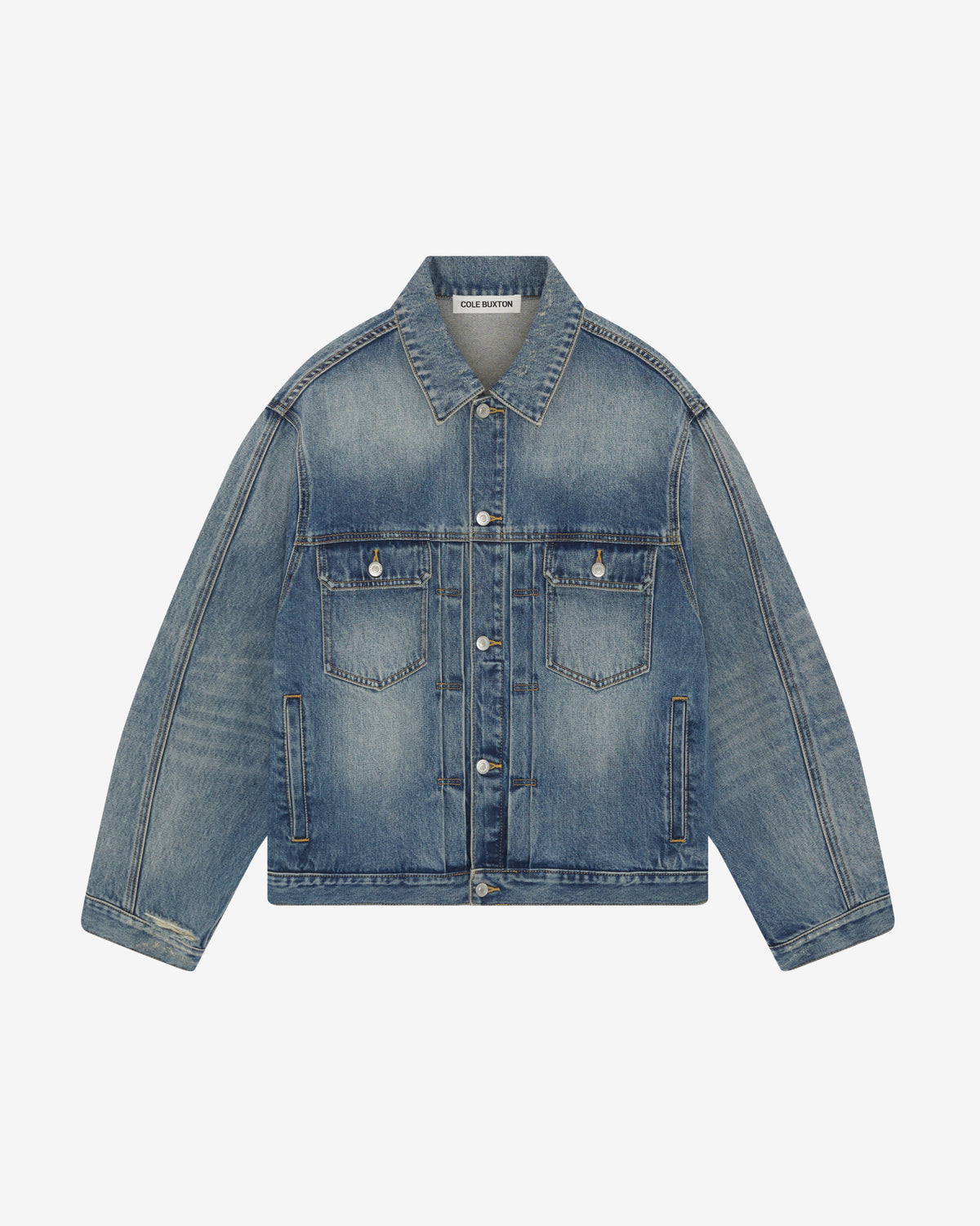 Cole Buxton | Pleated Denim Jacket | Mens | Blue
