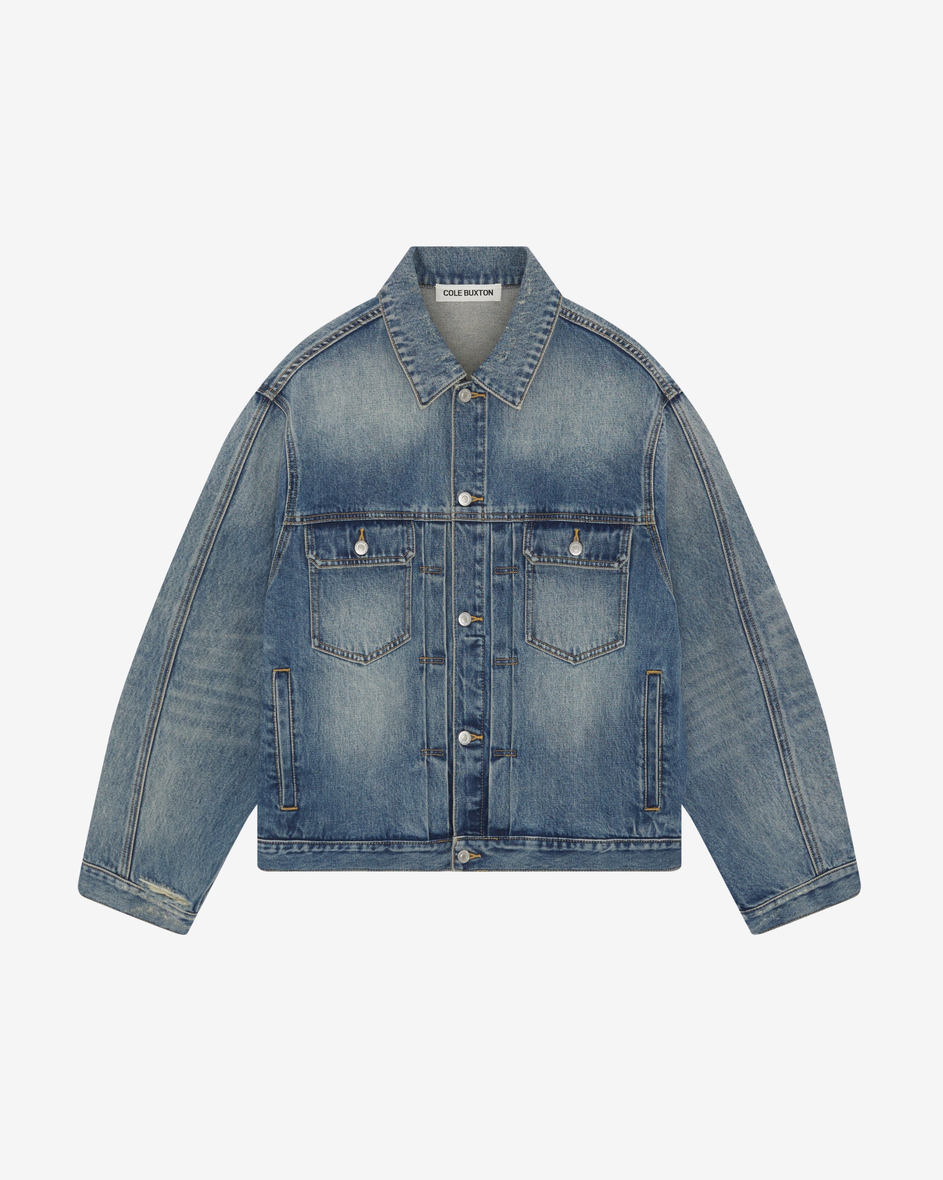 Cole Buxton | Pleated Denim Jacket | Mens | Blue