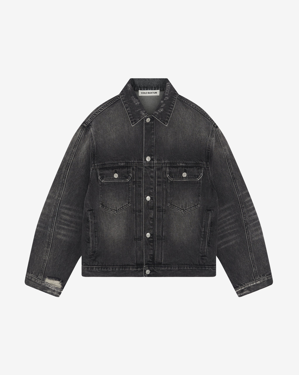 Cole Buxton | Pleated Denim Jacket | Mens | Black