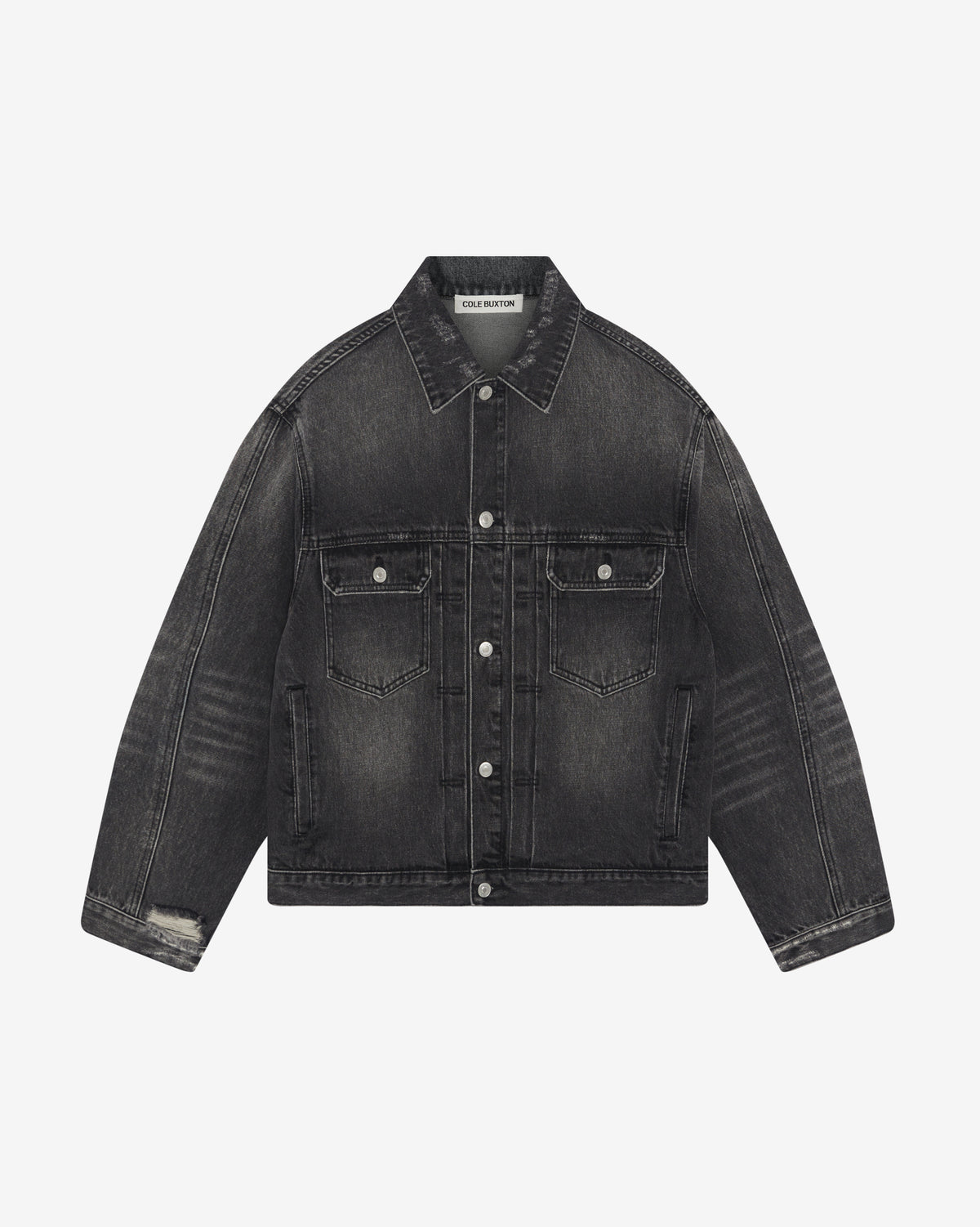 Cole Buxton | Pleated Denim Jacket | Mens | Black