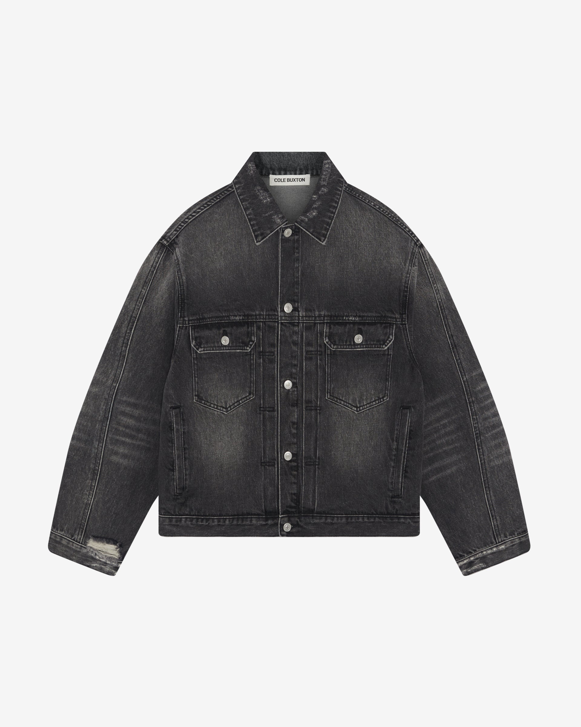 Cole Buxton | Pleated Denim Jacket | Mens | Black