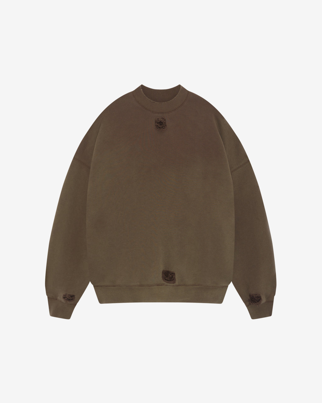 Cole Buxton | Distressed Sweatshirt | Mens | Washed Brown