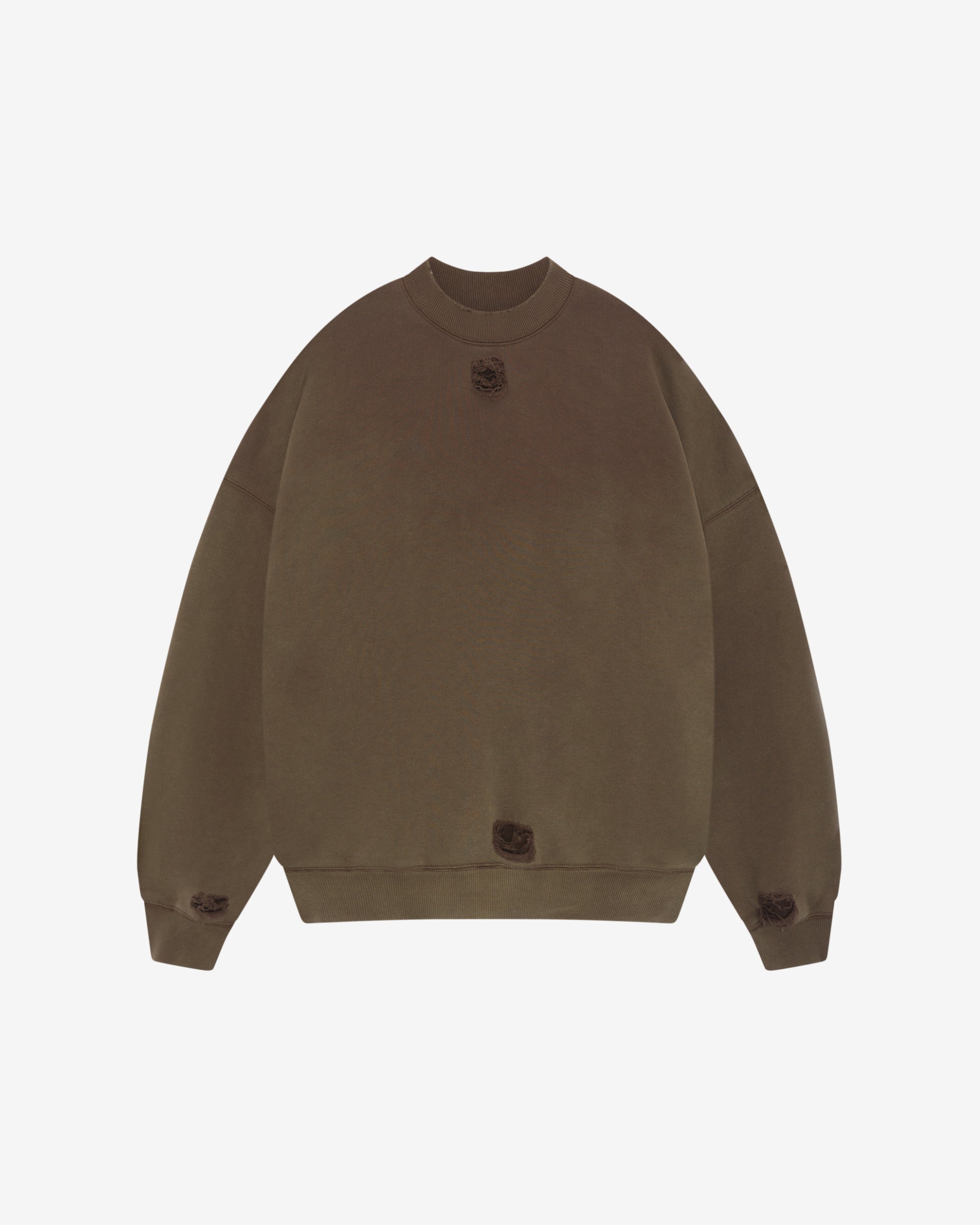 Cole Buxton | Distressed Sweatshirt | Mens | Washed Brown