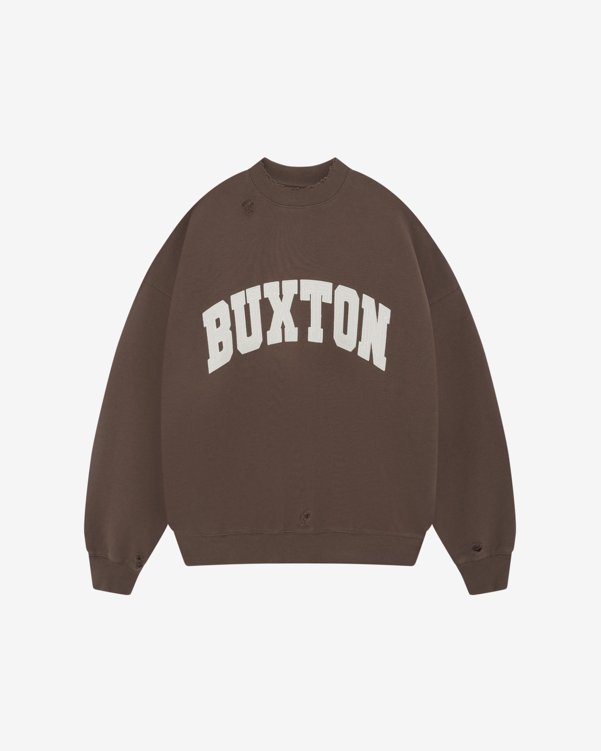 Cole Buxton | Distressed Applique Sweatshirt | Mens | Brown
