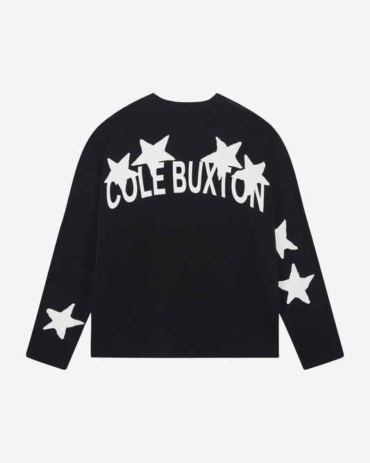 Cole Buxton | Waffle Painted Star Long Sleeve T-Shirt | Mens | Black
