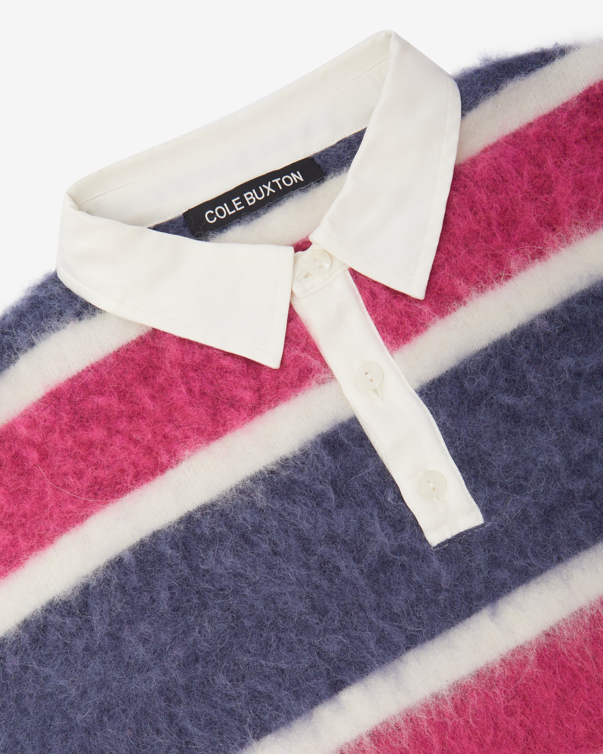 Cole Buxton | Mohair Rugby Shirt | Mens | Blue/Pink/White