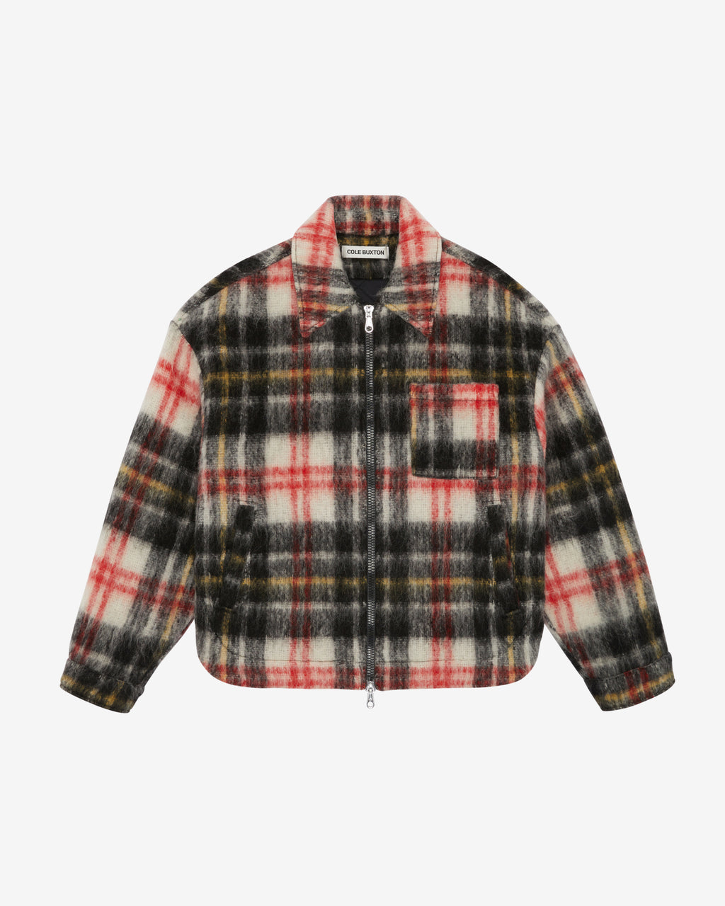 Cole Buxton | Wool Zipped Overshirt | Mens | Red/Black