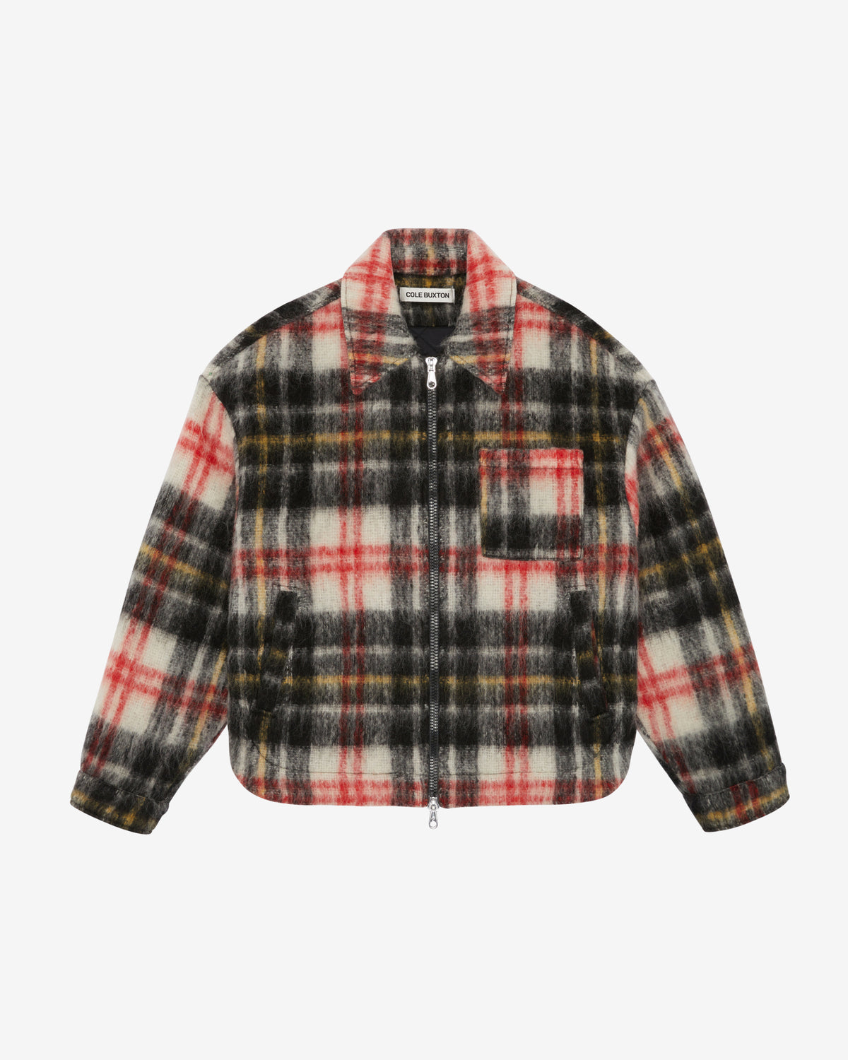 Cole Buxton | Wool Zipped Overshirt | Mens | Red/Black