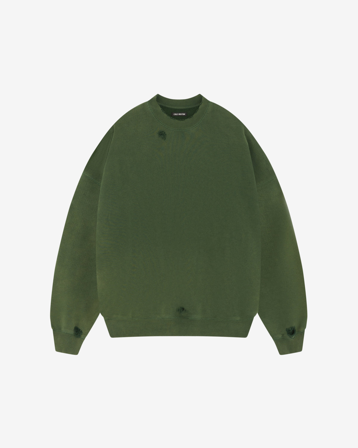 Cole Buxton | Distressed Sweatshirt | Mens | Washed Forest Green