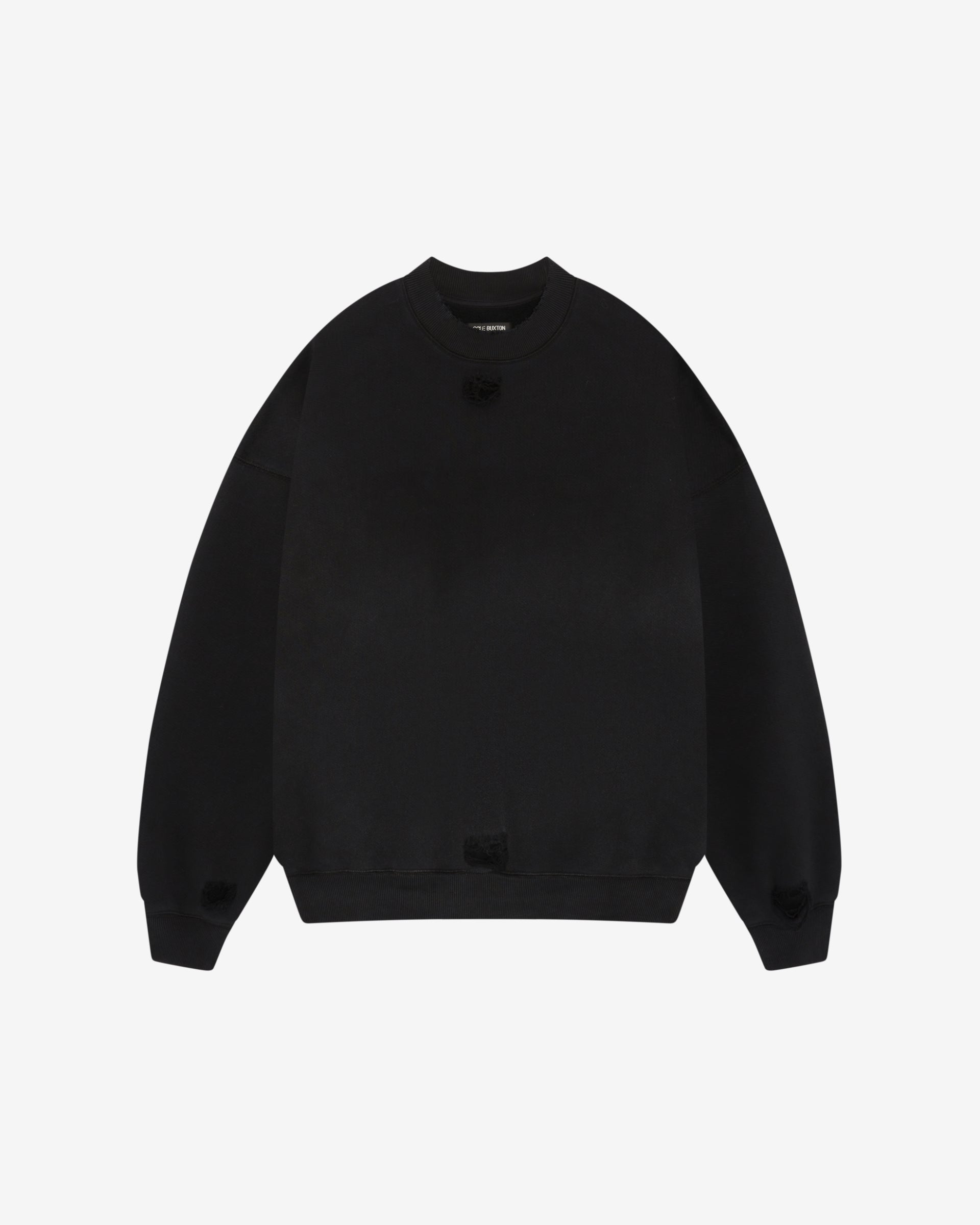 Cole Buxton | Distressed Sweatshirt | Mens | Washed Black