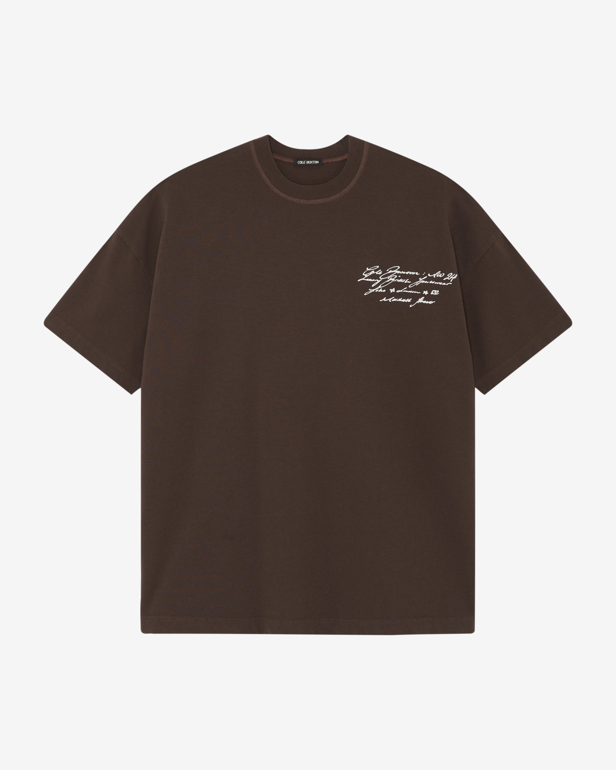 Cole Buxton | Script T-Shirt | Mens | Brown